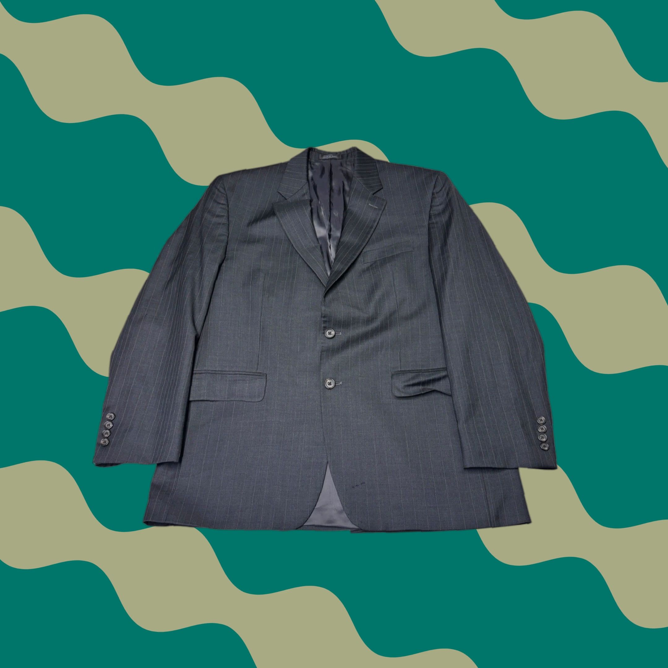 Ralph Lauren Lauren Ralph Lauren Mens 42R Wool Pinstripe Suit Jacket Blazer Charcoal Grey Size 42R - 1 Thumbnail