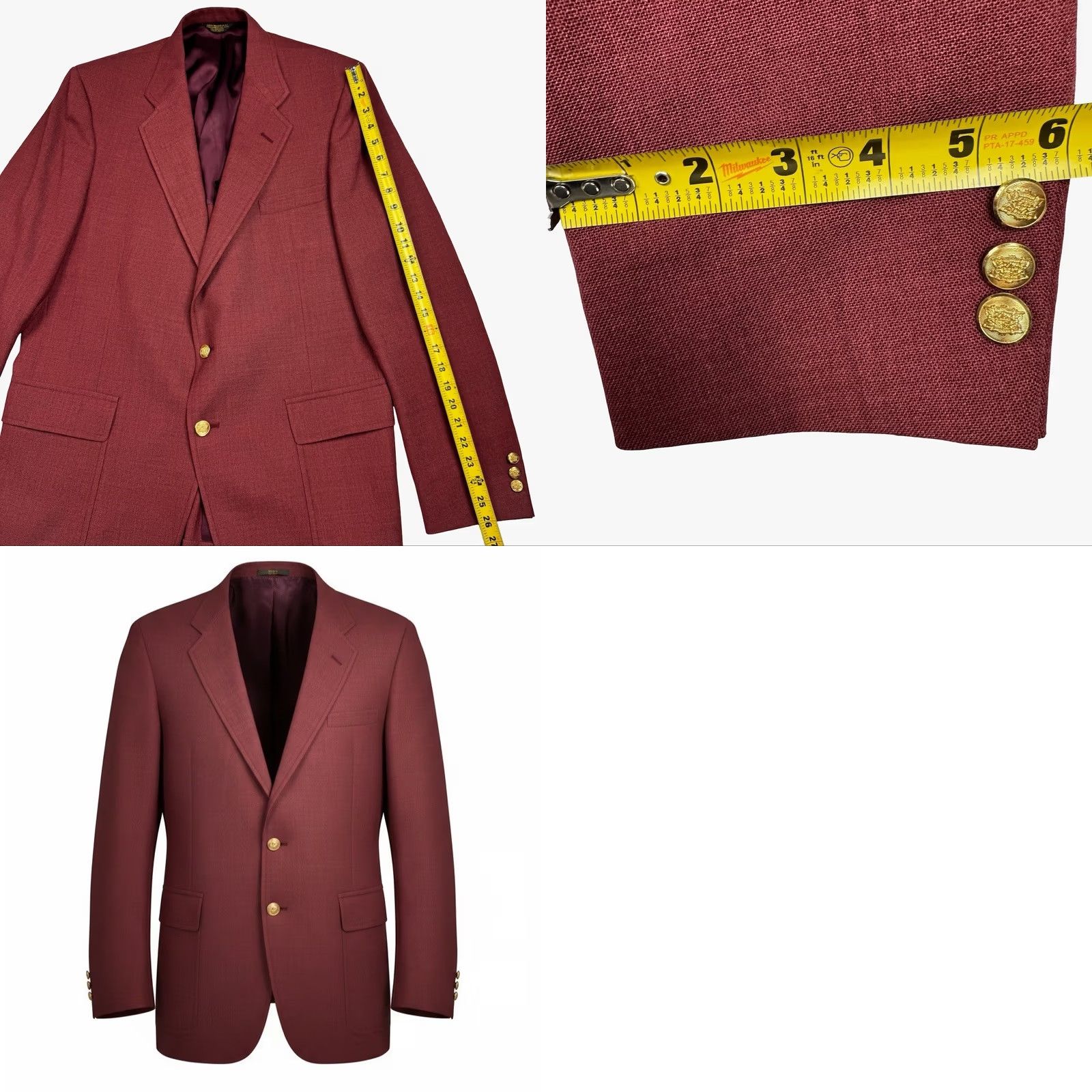 Vintage VINTAGE Palm Beach Jacket Blazer Men’s 46R Red 2-Button Gold Buttons 1960's Size 46R - 8 Thumbnail