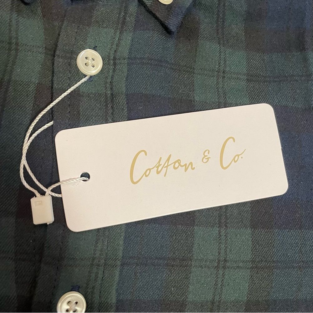 Other NWT New Cotton & Co Navy Green Tartan Plaid Flannel Shirt S Size US XS / EU 42 / 0 - 3 Thumbnail