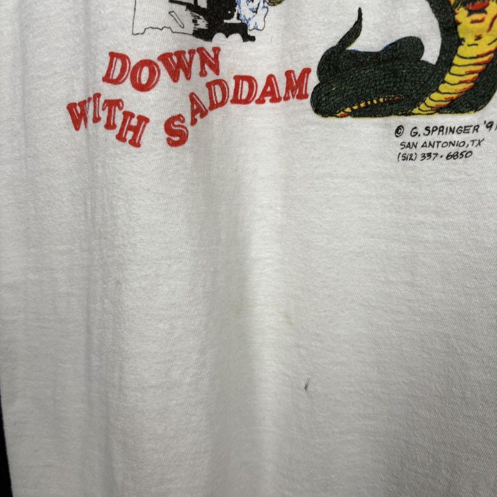 Vintage 🇺🇸1991 DESERT STORM DOWN WITH SADDAM T Size US S / EU 44-46 / 1 - 7 Thumbnail