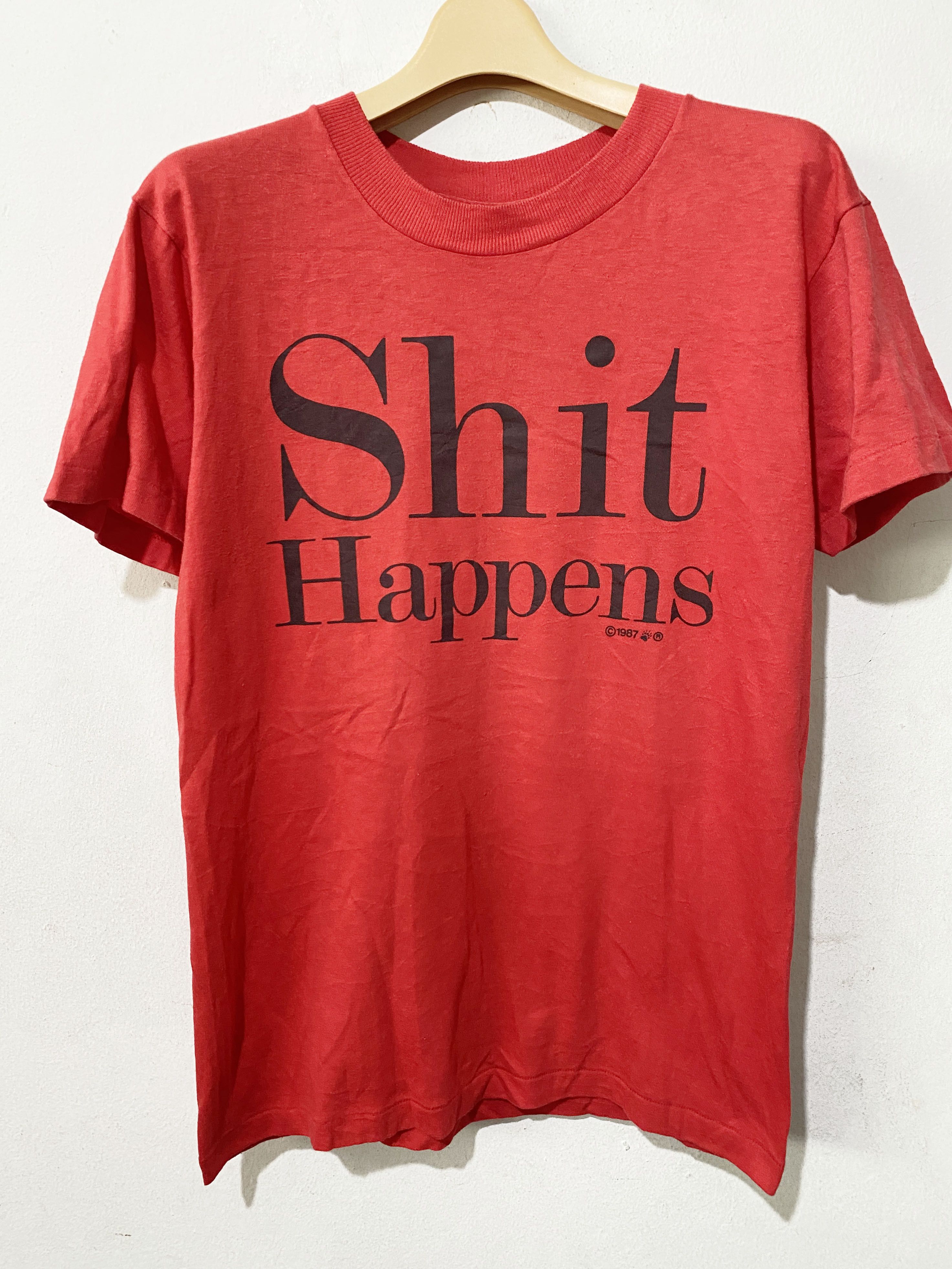 Grunt Style × Vintage Vintage 80s Shit Happens Shirt Size US S / EU 44-46 / 1 - 1 Thumbnail