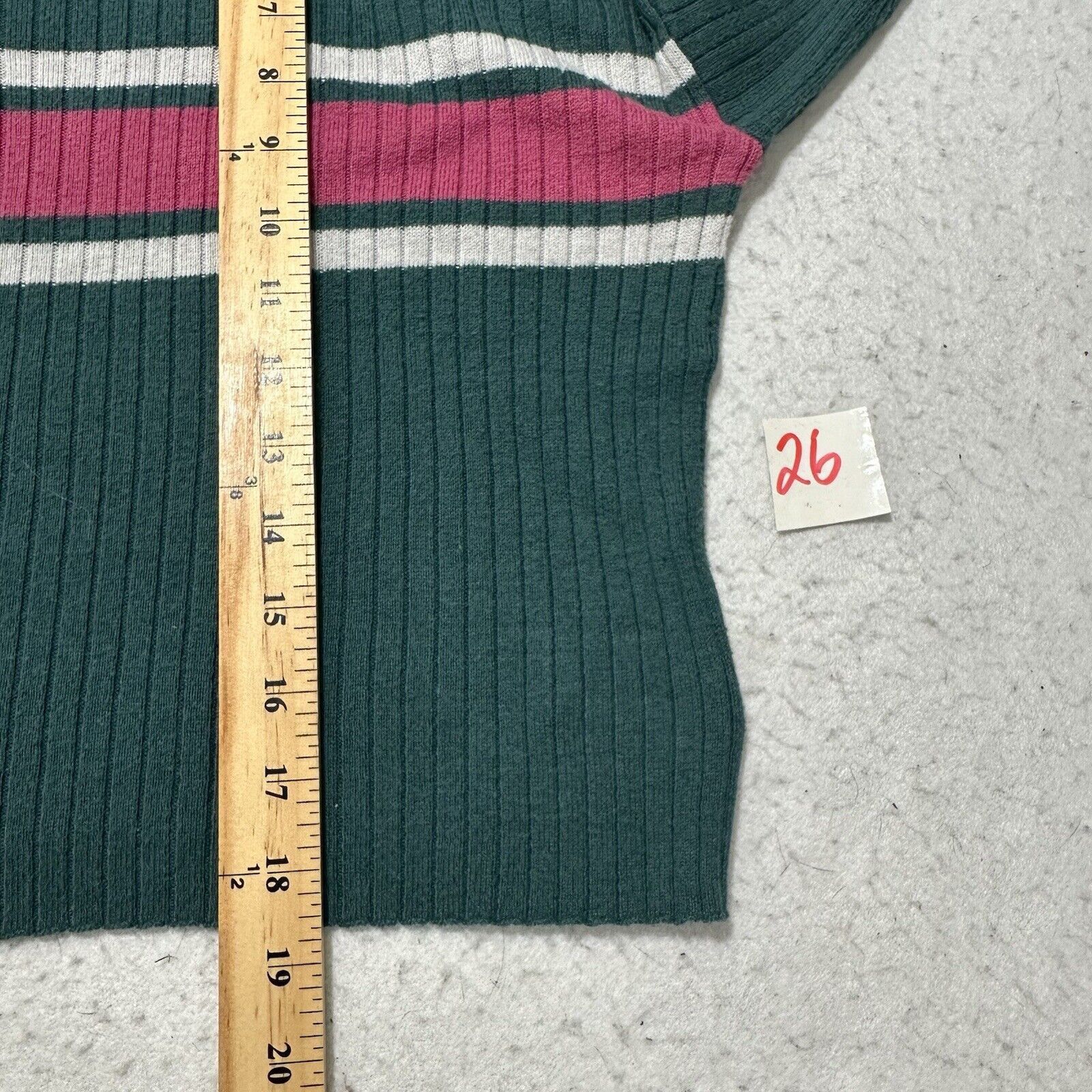 American Eagle Outfitters American Eagle Small Crop Henley Sweater Green Pink Stripe Size S / US 4 / IT 40 - 9 Thumbnail