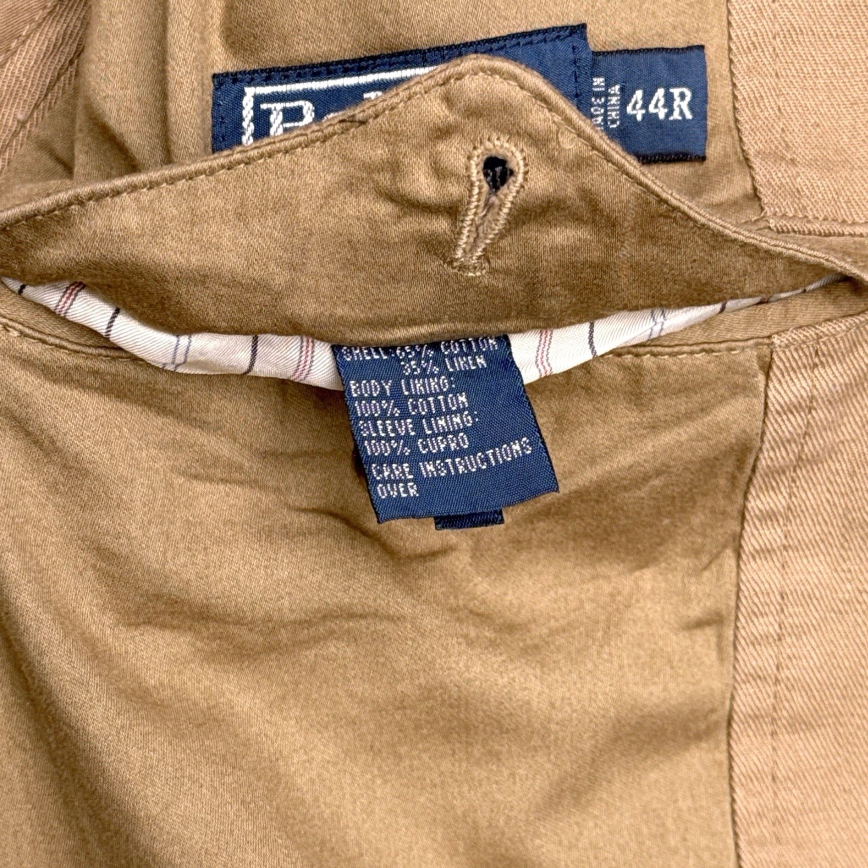 Polo Ralph Lauren Polo Ralph Lauren Sport Coat Blazer Jacket Linen Cotton 44R Tan Brown Notch Single-Vented Regular Three-Button Front Vintage No Size US XXL / EU 58 / 5 - 7 Thumbnail