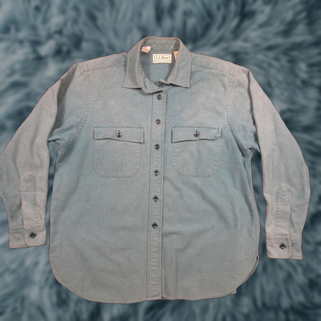 Vintage VINTAGE L.L.Bean Shirt Womens 14 Teal Flannel Button-Up Pocket 90s Cotton Made in USA Size XL / US 12-14 / IT 48-50 - 1 Thumbnail