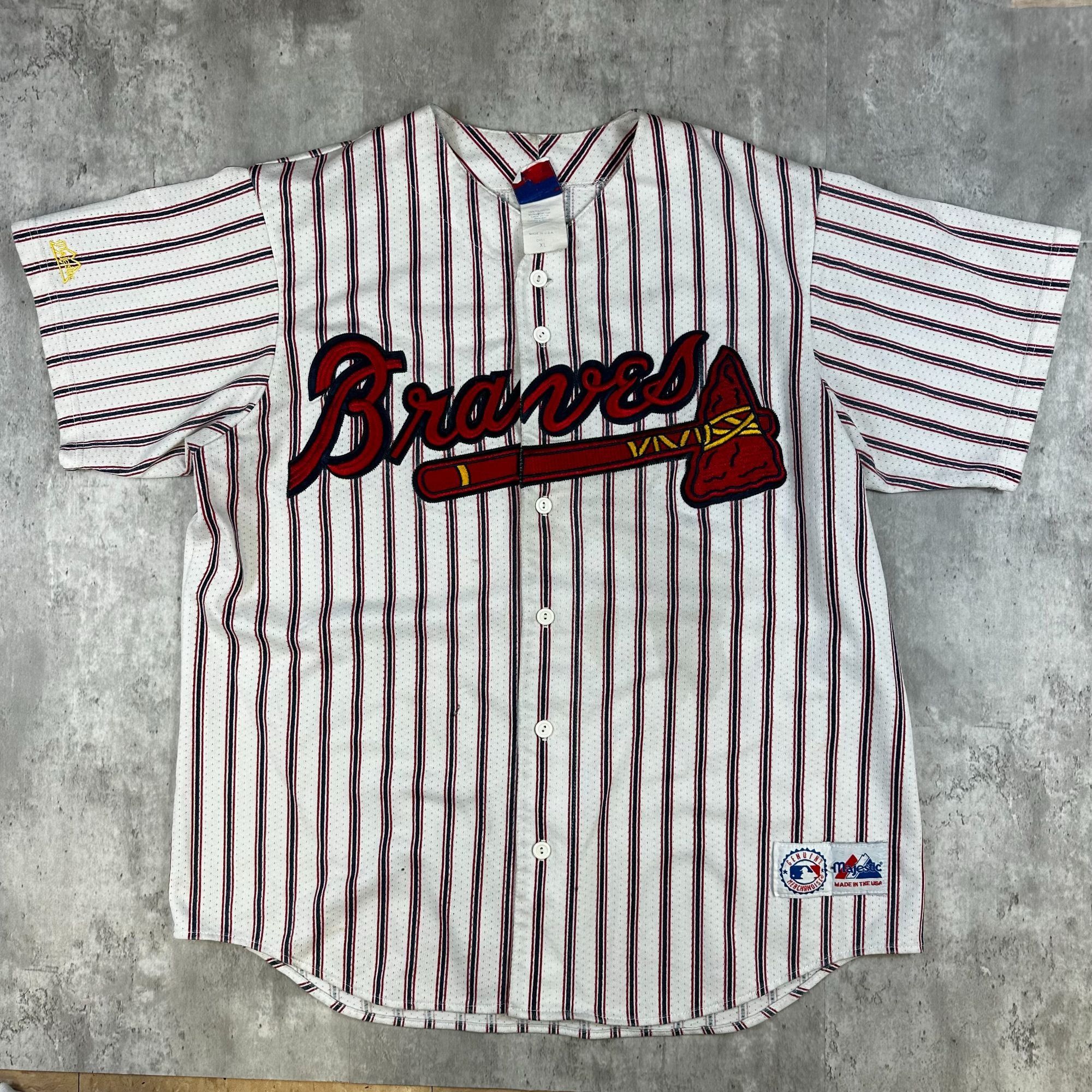 Majestic Atlanta Braves Majestic MLB Genuine Merchandise Pinstripe Je Size US XL / EU 56 / 4 - 1 Thumbnail