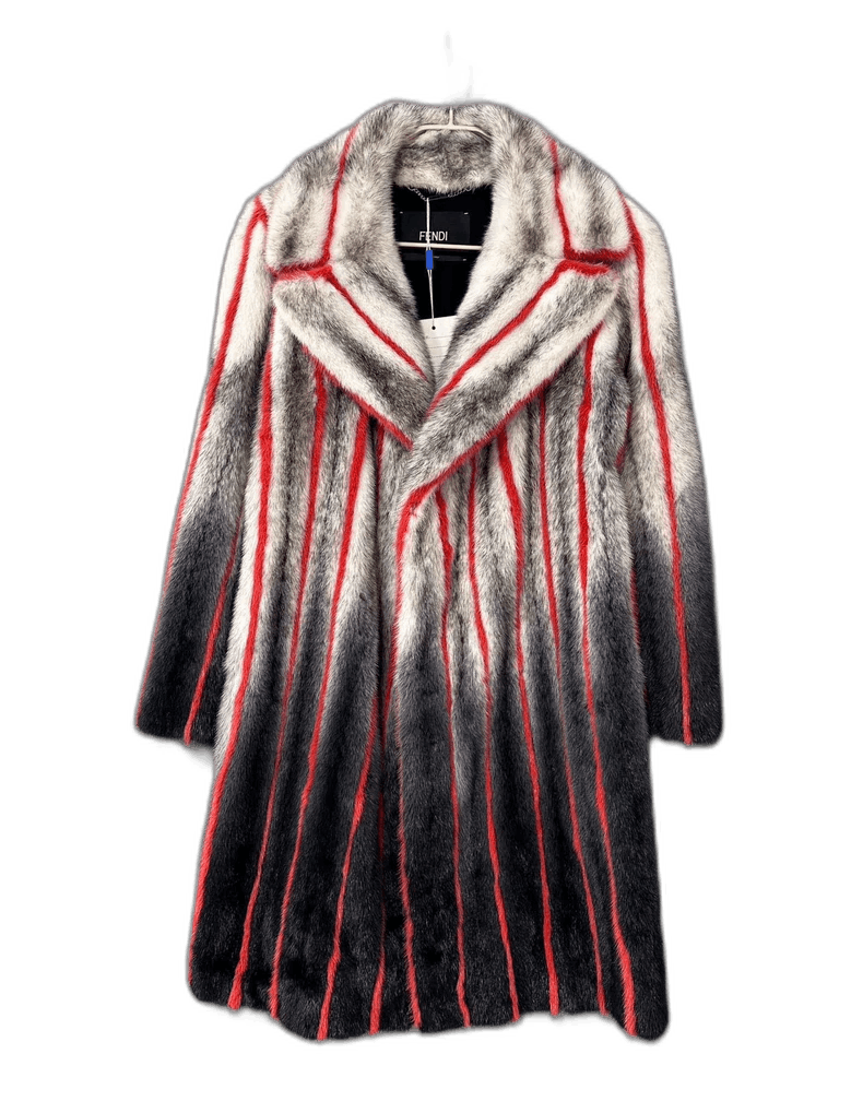 Fendi Fendi Gradient Mink Fur Coat with Red Stripes Size L / US 10 / IT 46 - 1 Thumbnail