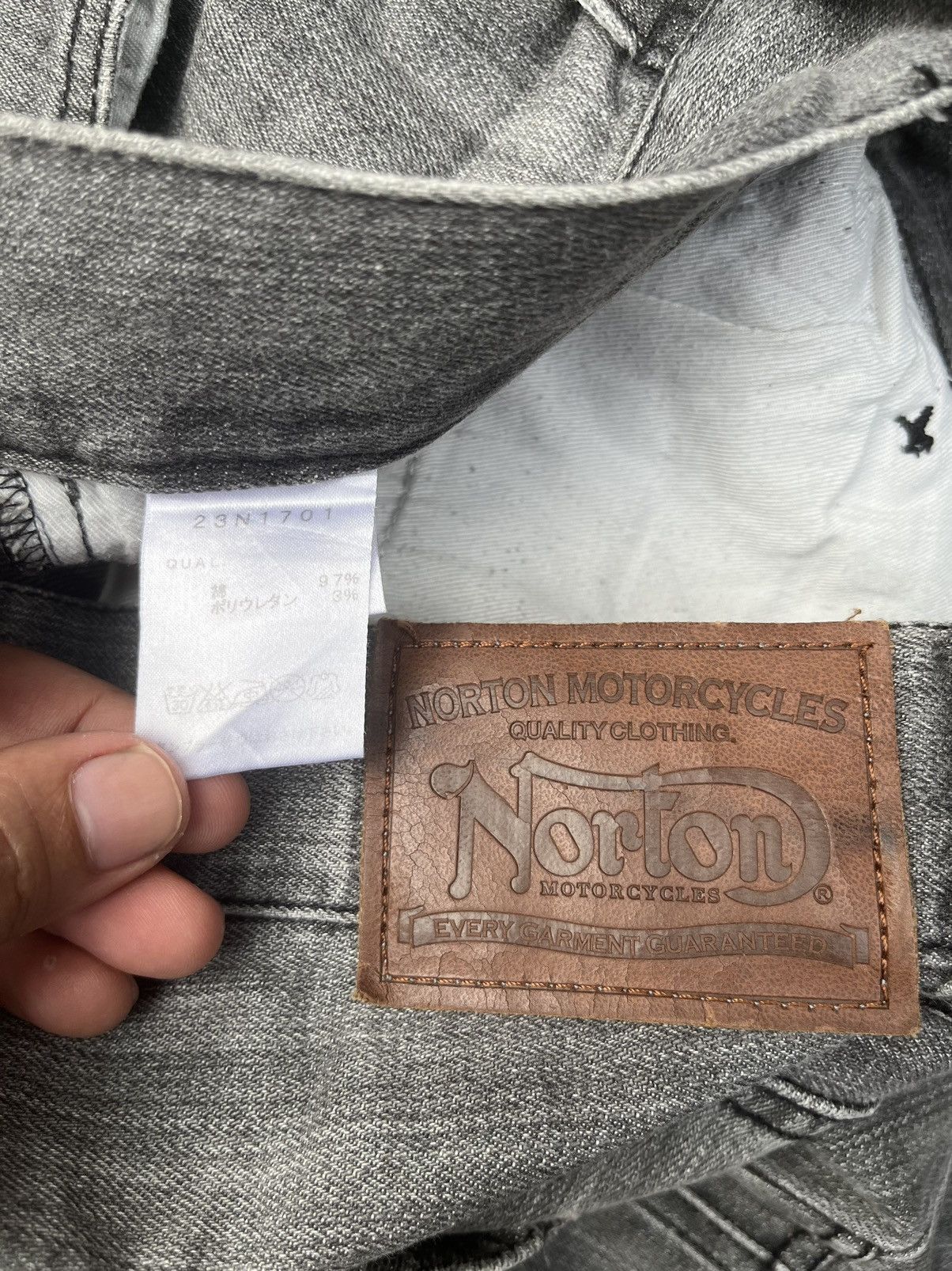 Indian Motorcycle × Norton Vintage Y2K Made in Usa Norton Motorcycle Distressed Jeans Size US 31 - 12 Thumbnail