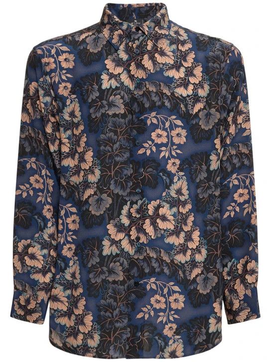 Etro o1lsvrm0425 Silk Long Sleeve Shirt in Blue Size US M / EU 48-50 / 2 - 1 Thumbnail