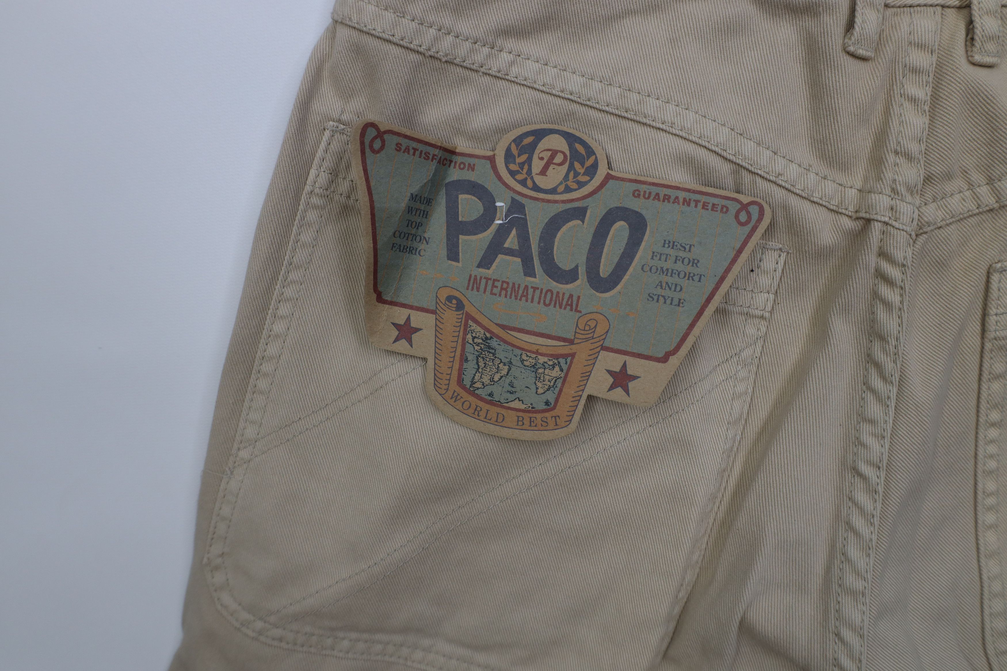 Vintage Deadstock Vintage 90s Paco Denim Jean Shorts Beige Cotton Size US 33 - 17 Thumbnail