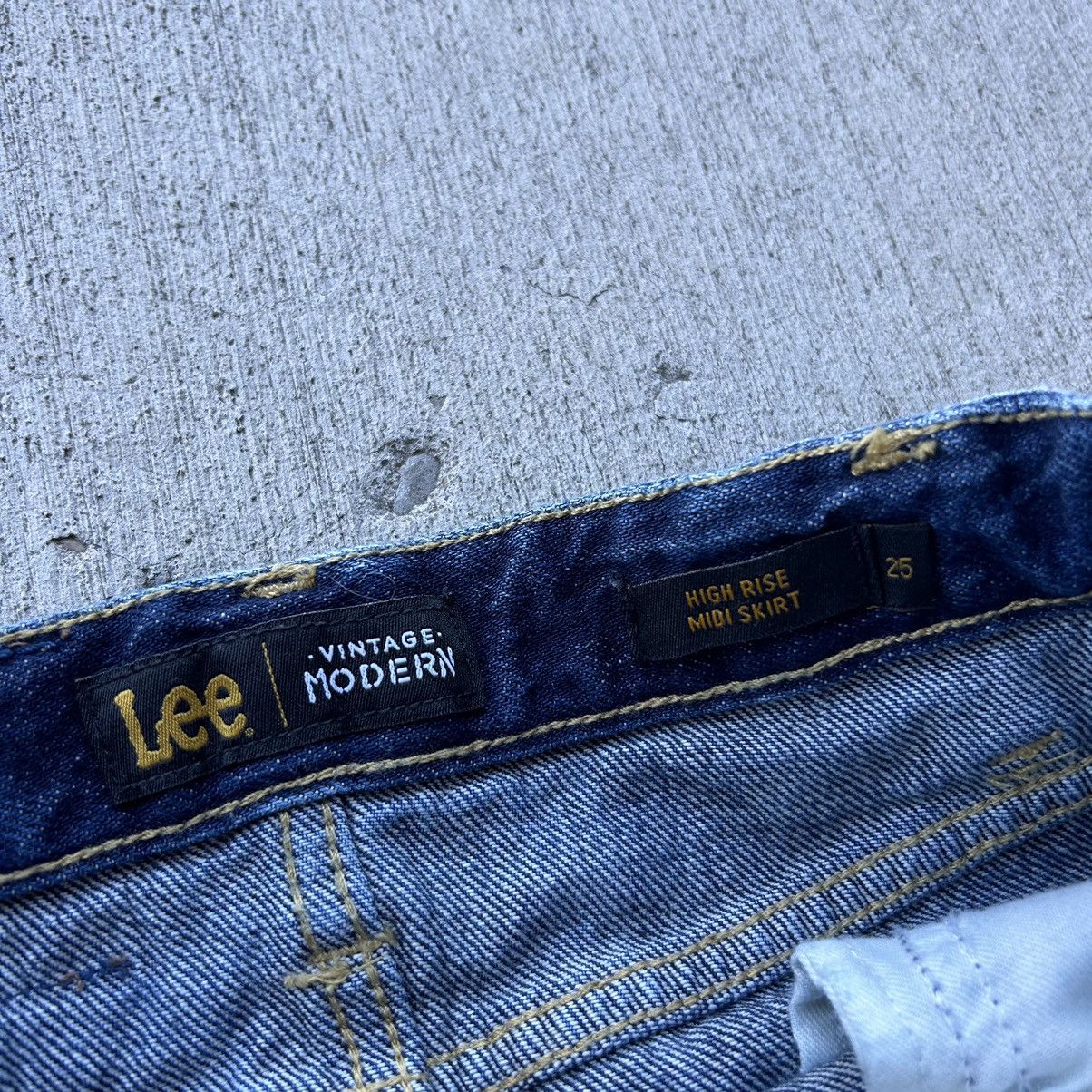Lee × Vintage Denim Button Down Vtg Lee Midi Skirt Size 25" / US 0 / IT 36 - 2 Thumbnail