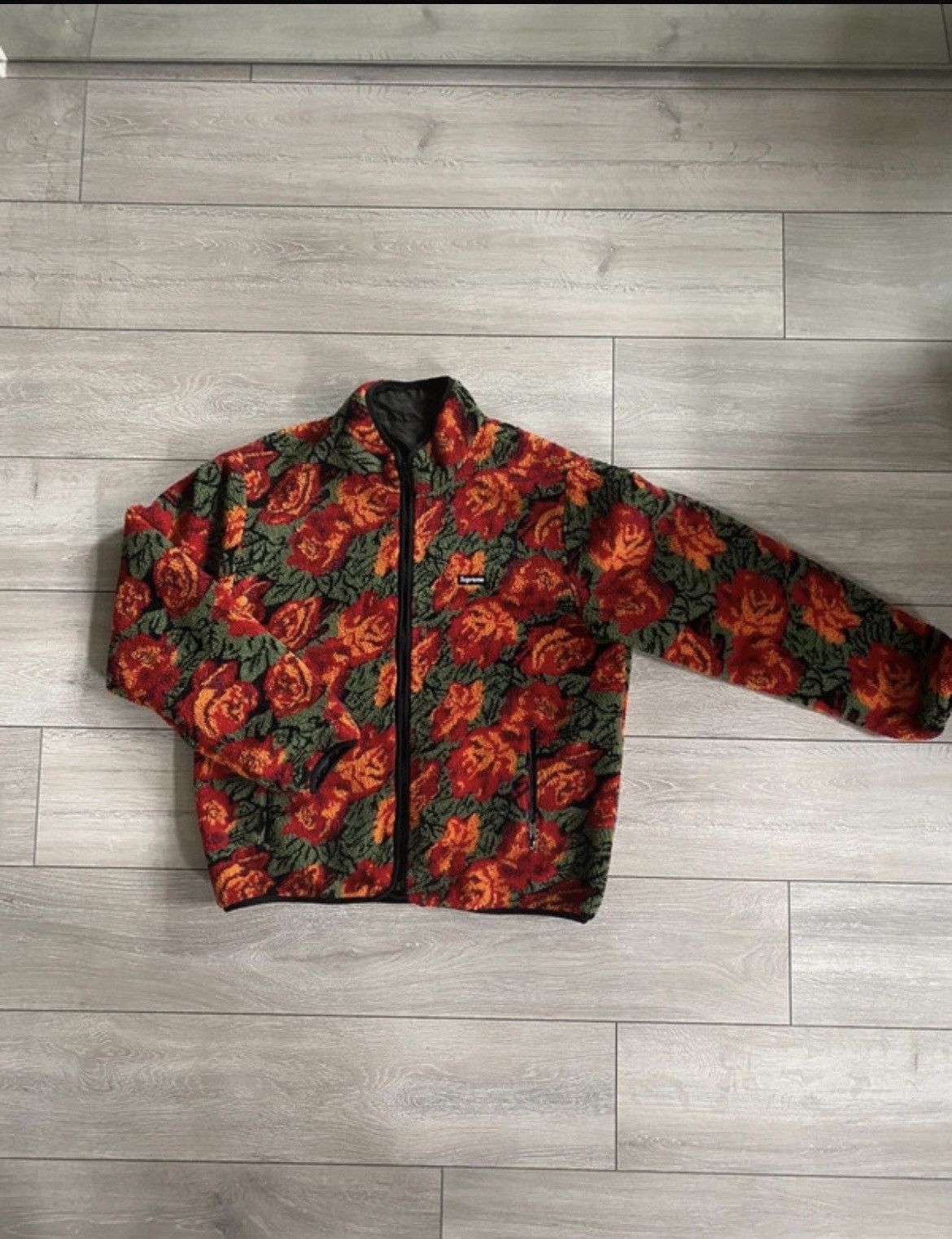 Supreme supreme roses floral sherpa fleece jacket Grailed