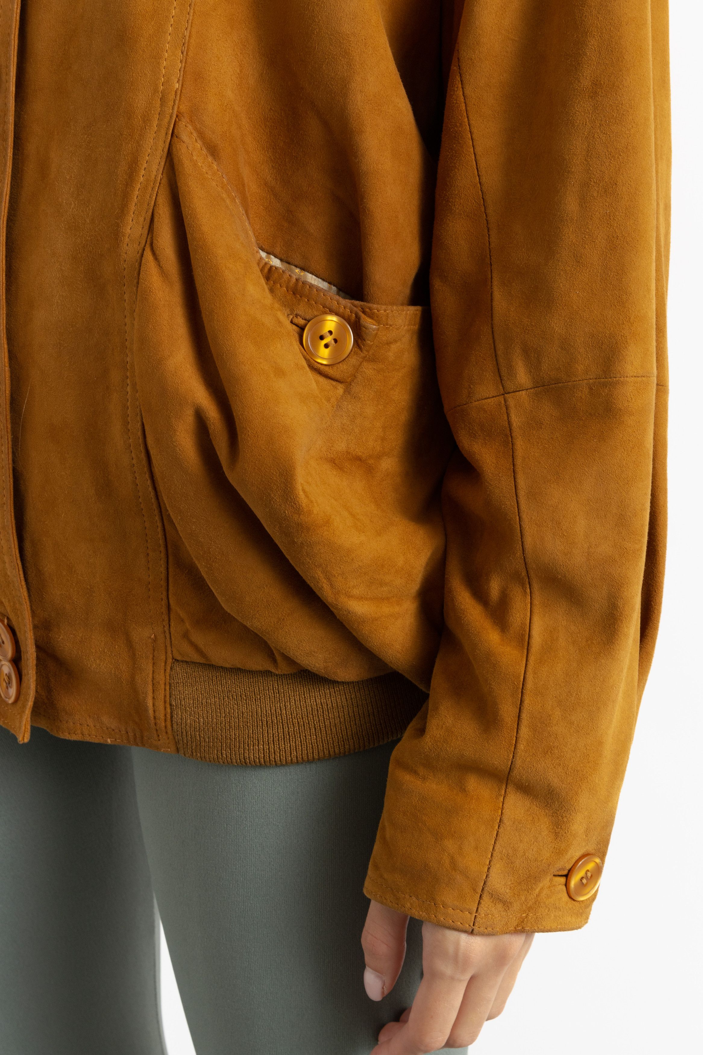 Vintage Suede Bomber Jacket 80s Brown Suede Jacket 6227 Size L / US 10 / IT 46 - 7 Thumbnail