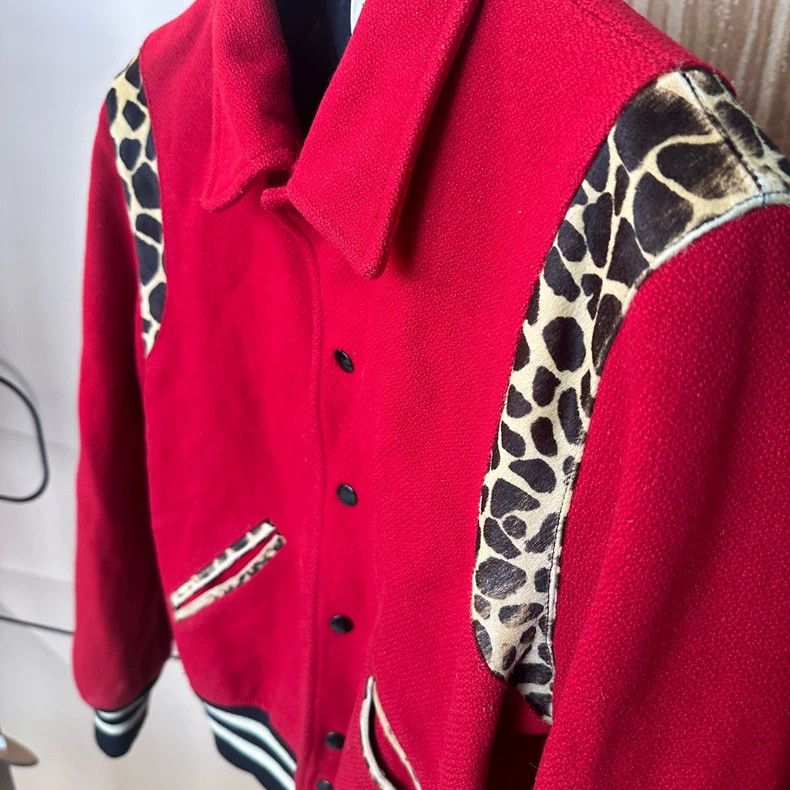 Saint Laurent Red leopard print Teddy jacket 2502-Nextarro