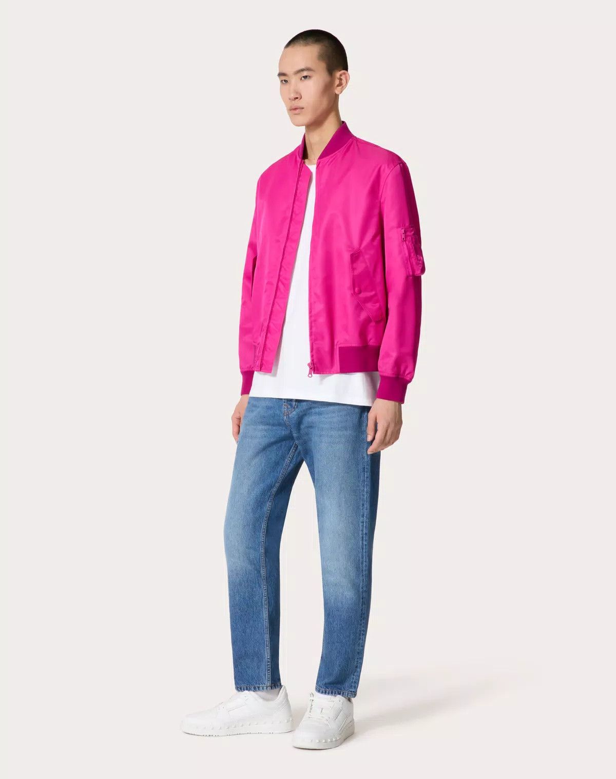 Valentino oc11z0625 Nylon Bomber Jacket in Pink Size US L / EU 52-54 / 3 - 2 Thumbnail