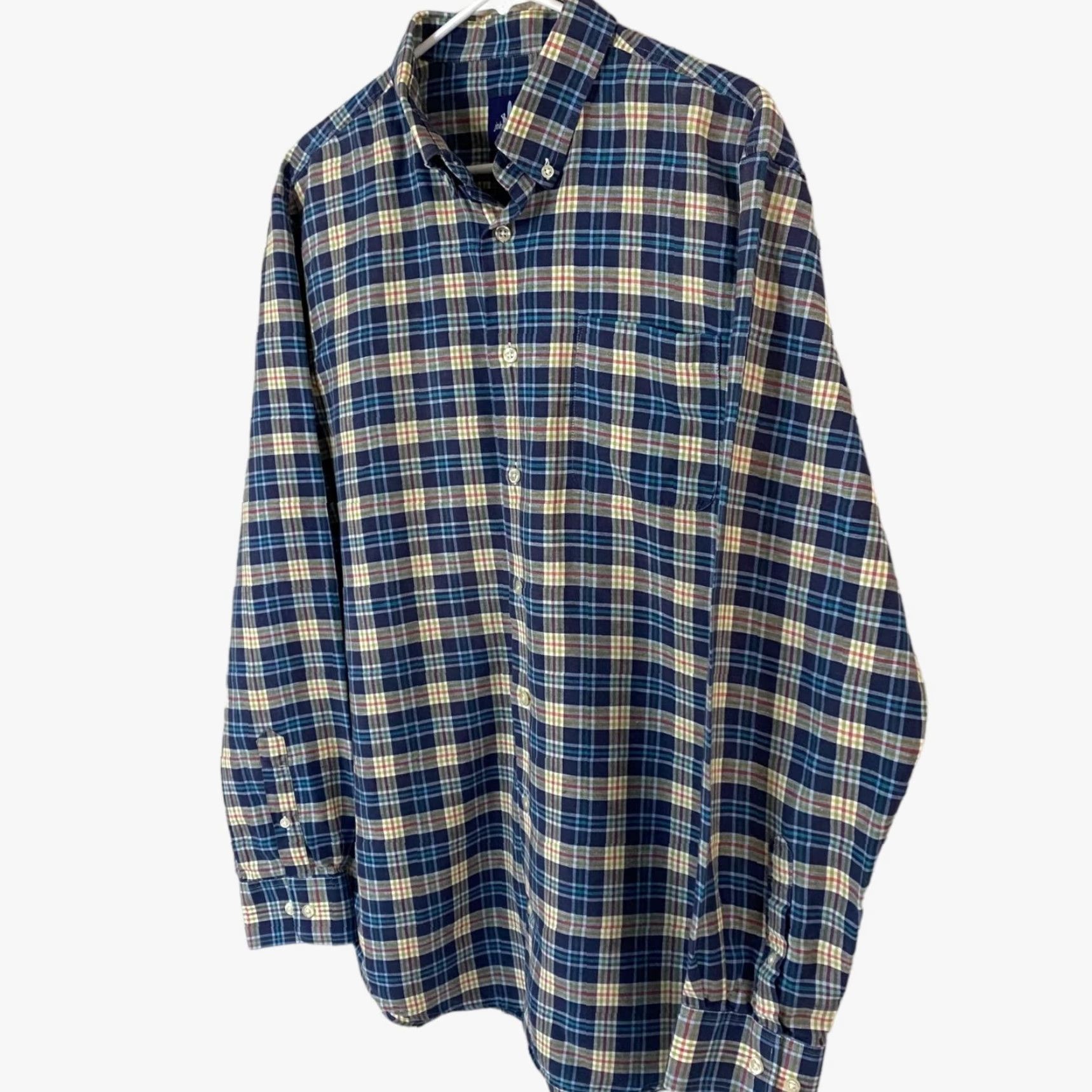johnnie-O Johnnie-O Button Down Shirt Linen Blend Blue Yellow Plaid Long Sleeve Large Mens Size US L / EU 52-54 / 3 - 2 Thumbnail