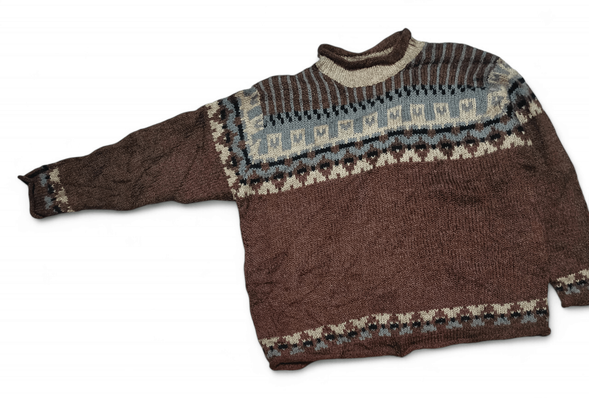 Other Vintage 80s CLAUDIA D Ethnic Motifs Pattern Knit Sweater Size US L / EU 52-54 / 3 - 3 Thumbnail