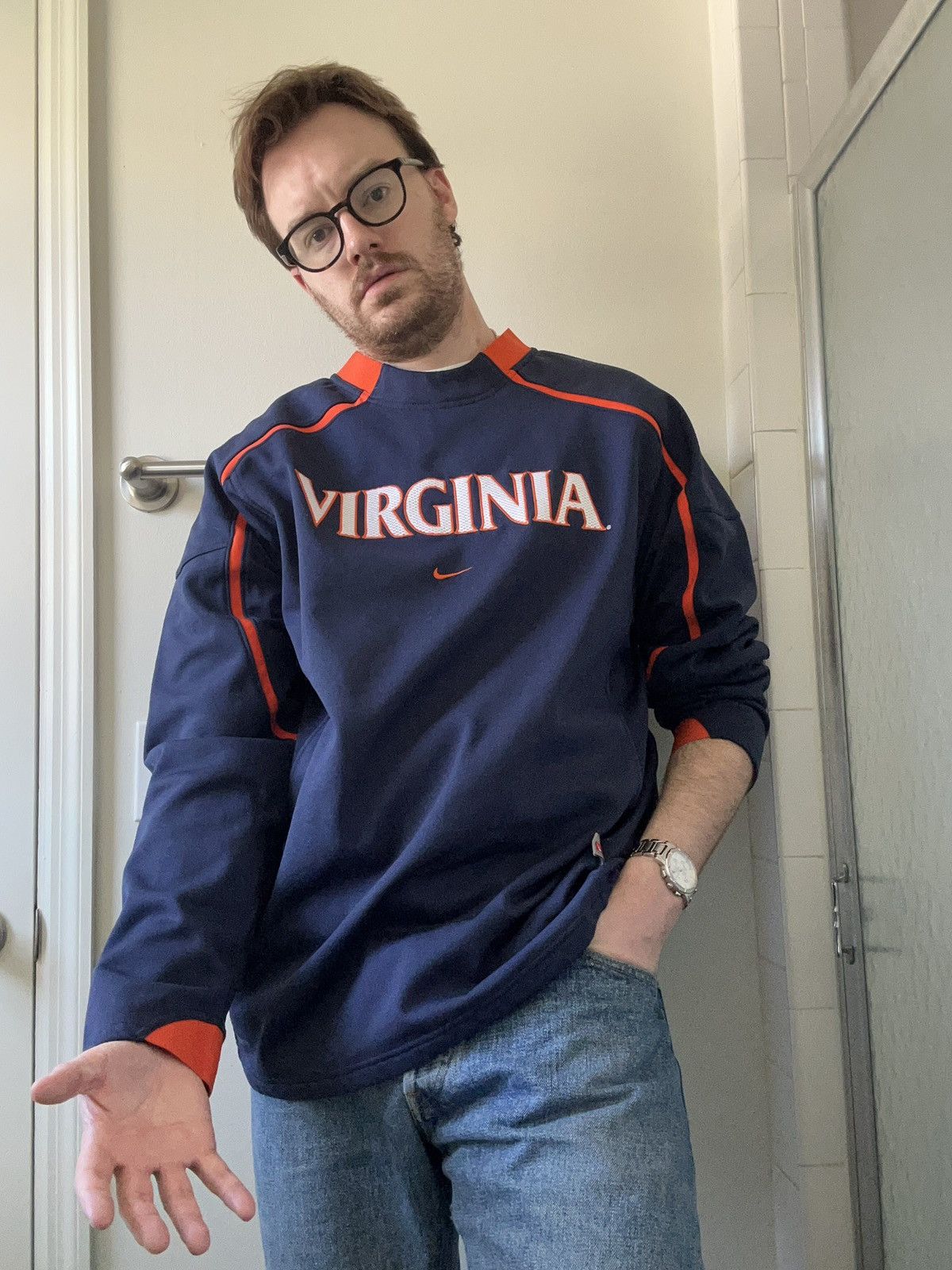 Nike 2009 UNiVERSiTY of ViRGiNiA L/S TENNiS TOP UVA CAVALiERS Size US L / EU 52-54 / 3 - 22 Thumbnail