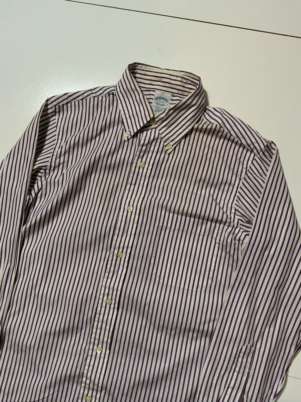 Brooks Brothers Brooks Brothers Polo Extra Slim Purple Stripe Dress Shirt Size US S / EU 44-46 / 1 - 3 Thumbnail