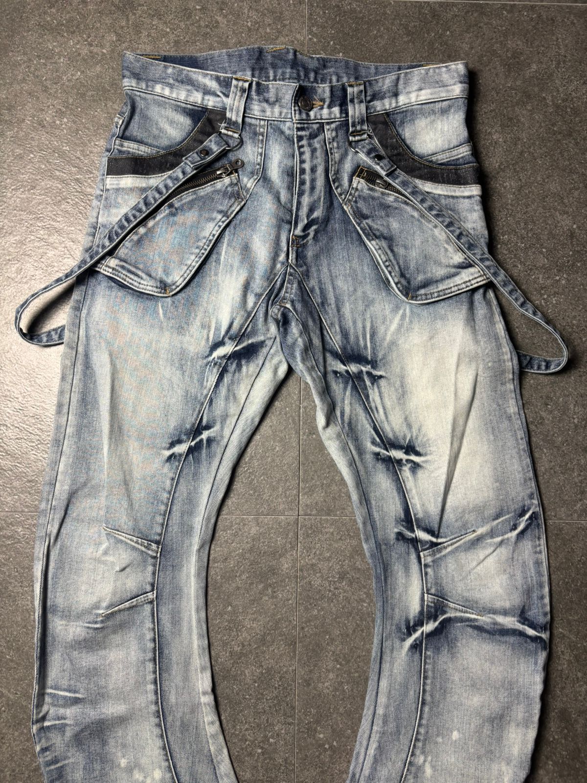 PPFM 2000s PPFM Suspender J-Cut Washed Jeans Size US 30 / EU 46 - 3 Thumbnail