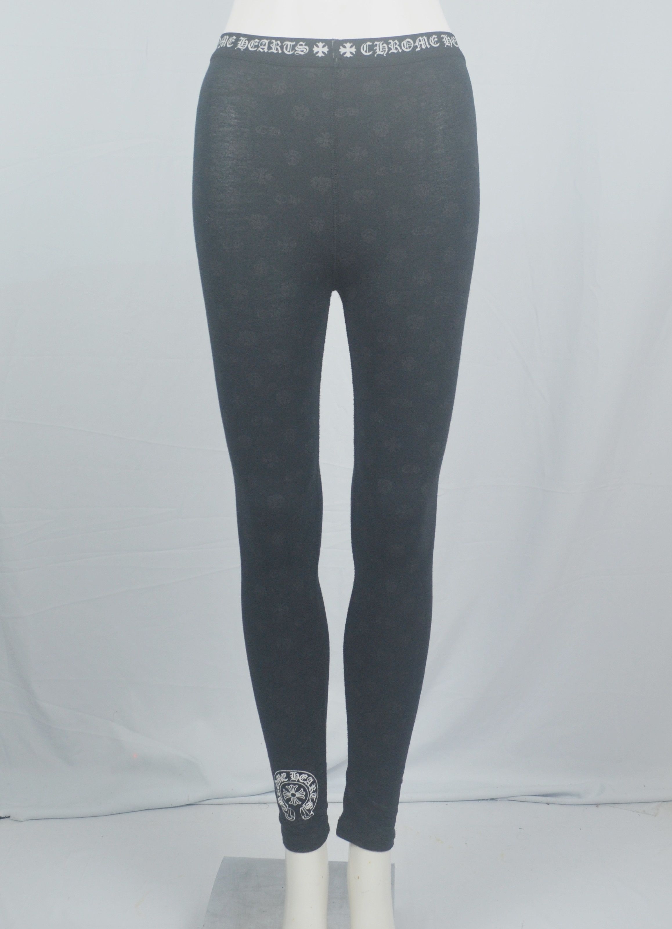 image of Chrome Hearts Black Monogram Logo Leggings Size S, Women's