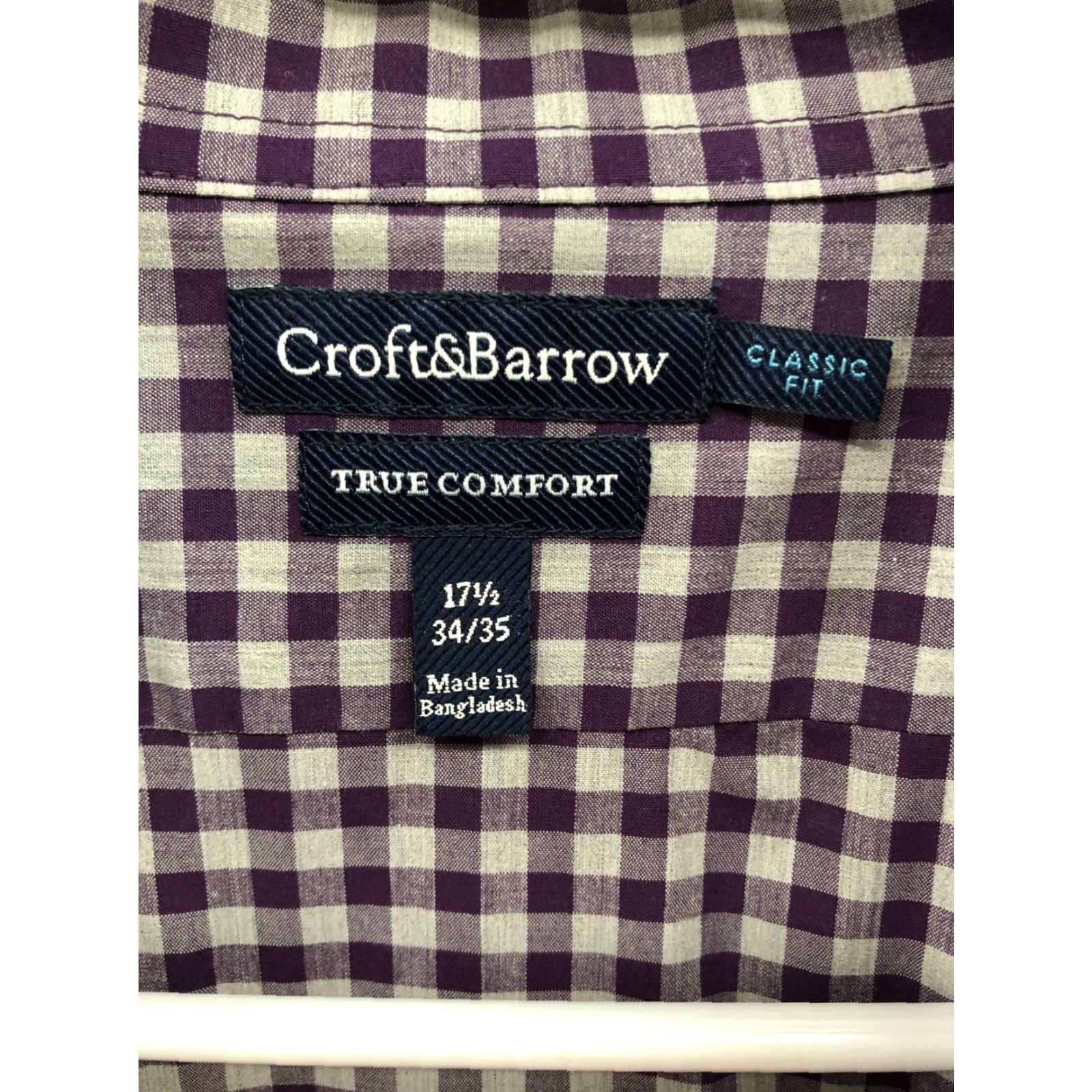 Croft & Barrow Croft & Barrow Shirt 17.5 Mens Button-Down Long Sleeve Purple Stripe Size US XXL / EU 58 / 5 - 7 Thumbnail