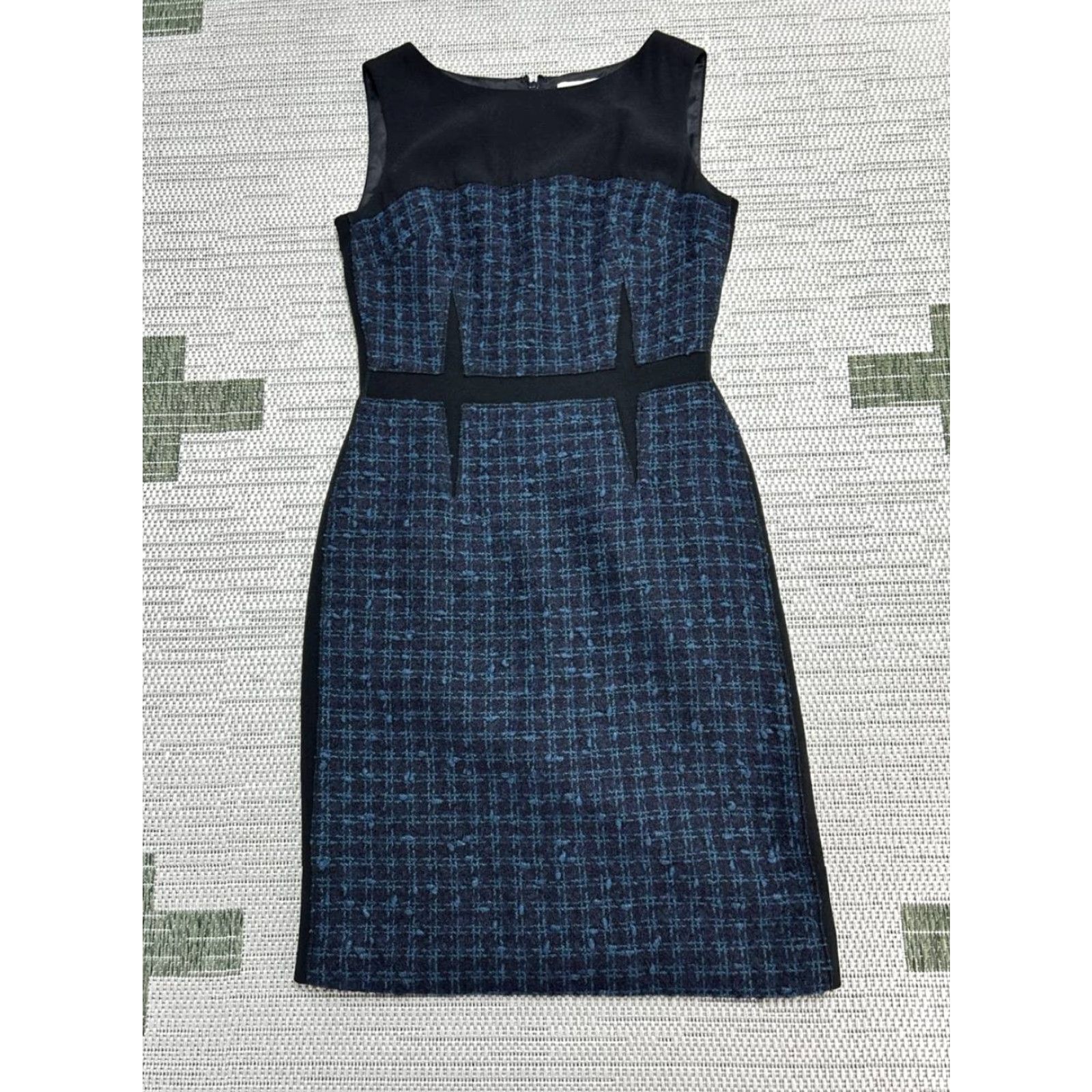 Tory Burch Tory Burch Sloane Pencil Dress Women 2 Blue Wool Plaid Tweed Sleeveless Back Zip Dress Knee Length Size XS / US 0-2 / IT 36-38 - 2 Thumbnail