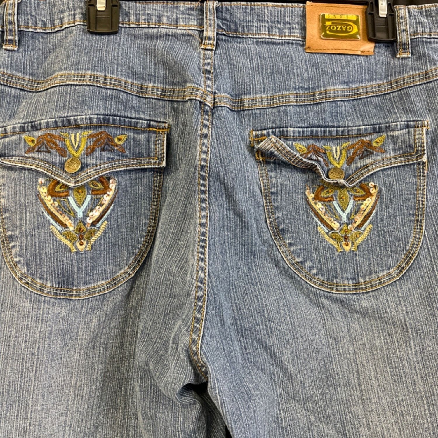 Other Gazoz Women's Blue Embroidered Jeans/Straight Leg Sz 14 SKU Size 36" / US 14 / IT 50 - 4 Thumbnail