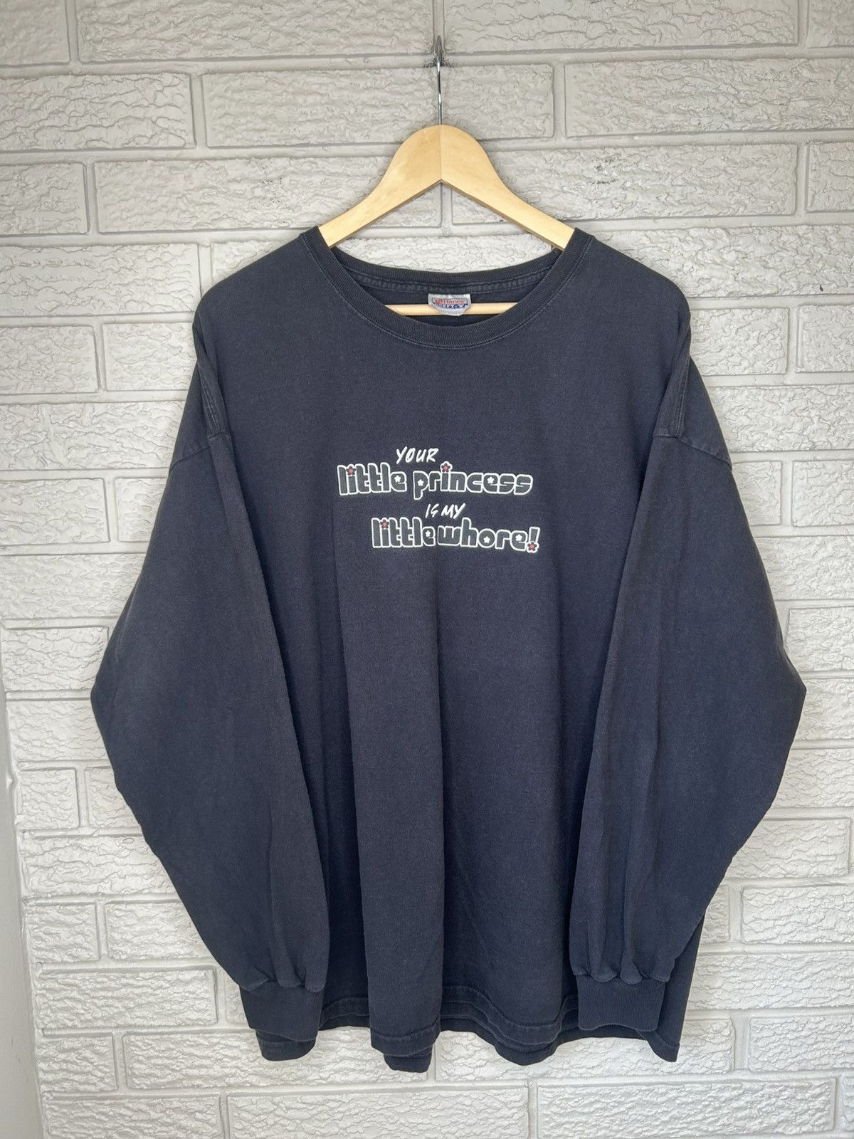 Vintage Vintage 90s Little Whore Funny Faded Long Sleeve Size US XL / EU 56 / 4 - 1 Thumbnail