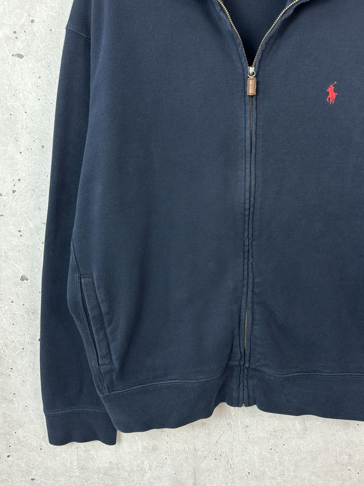 Polo Ralph Lauren Vintage Ralph Lauren Full Zip Navy Blue Cotton Jumper Size US XL / EU 56 / 4 - 5 Thumbnail