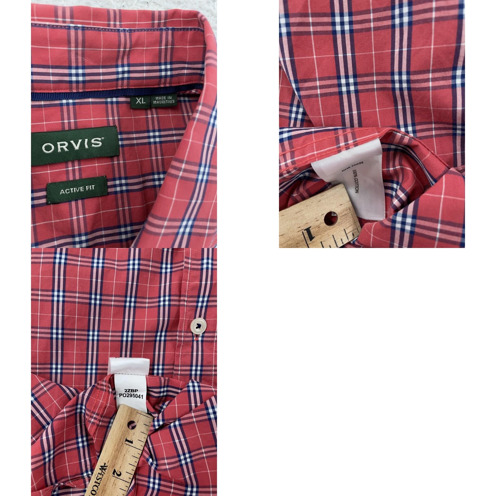 Orvis Orvis Shirt Mens XL Red Plaid Heritage Wash Active Fit L/S Button Down Size US XL / EU 56 / 4 - 8 Thumbnail