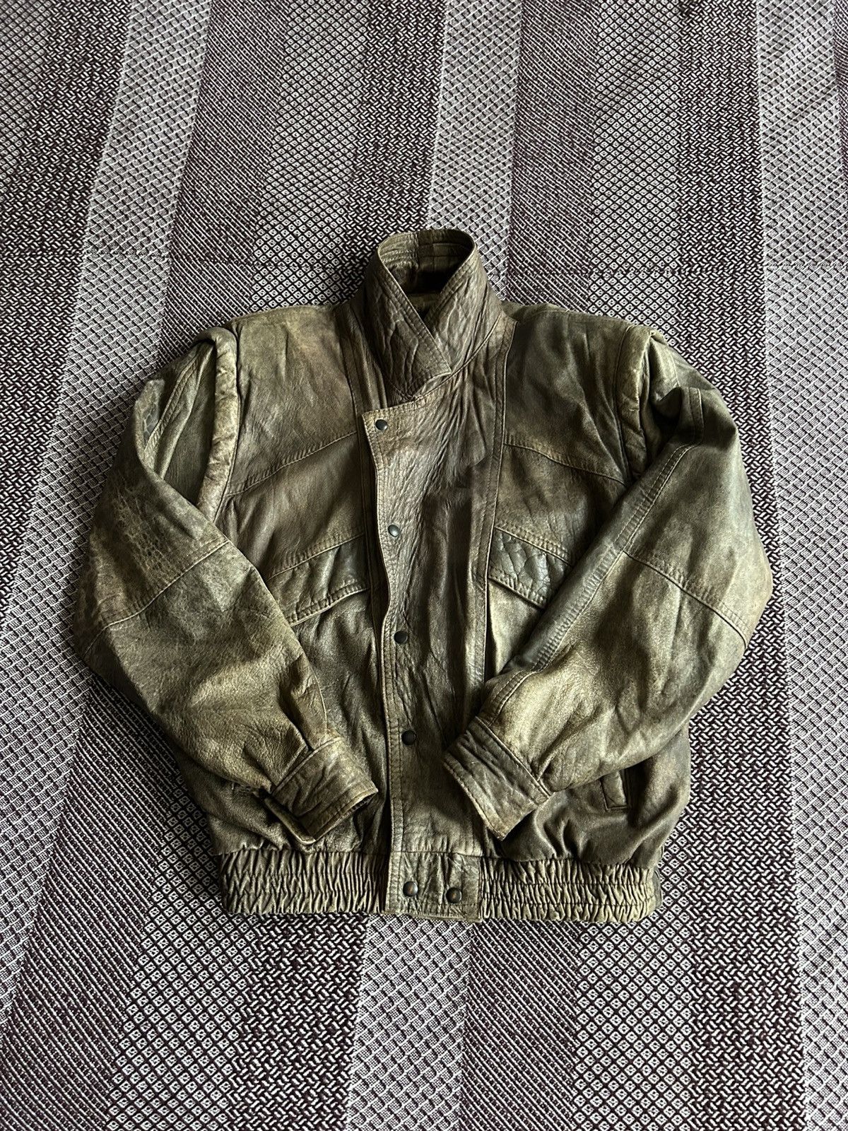 Genuine Leather Vintage Leather Distressed Bomber Jacket Faded VeraPelle Y2K Size US L / EU 52-54 / 3 - 15 Thumbnail
