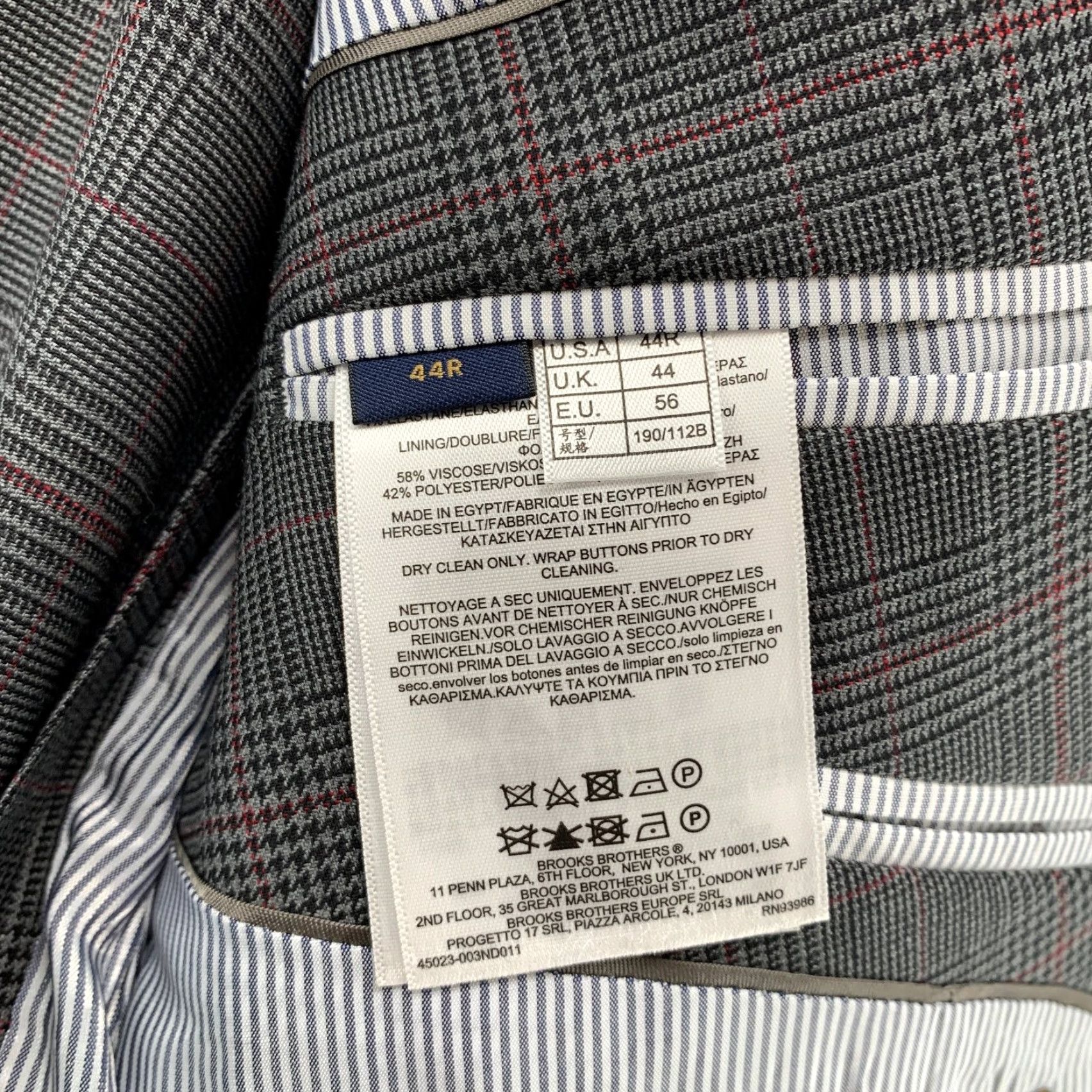 Brooks Brothers Brooks Brothers Blazer Mens 44R Gray Glen Check Plaid Business Shirt (Two-Button) Size 44R - 5 Thumbnail