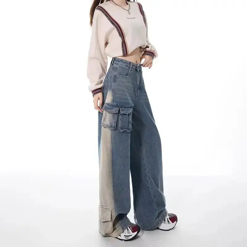 Japanese Brand Retro color blocked loose wide leg jeans Size US 30 / EU 46 - 6 Thumbnail