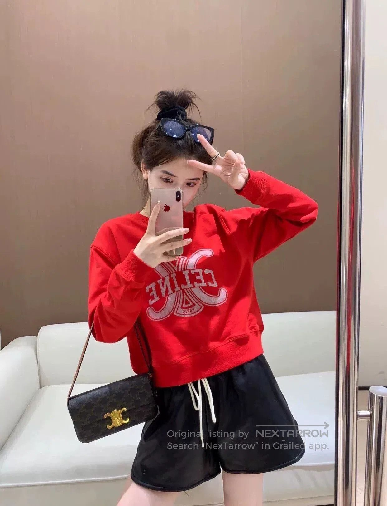 Celine Celine Teiomphe Logo Red Casual Sweatshirt. Size S / US 4 / IT 40 - 2 Thumbnail