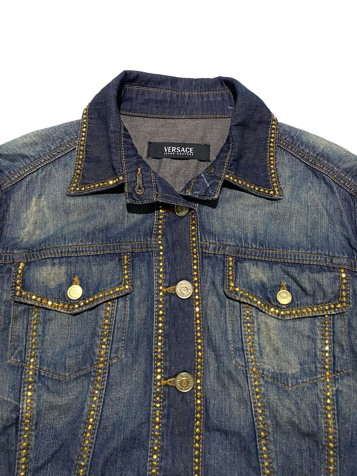 Versace Jeans Couture VERSACE JEAN COUTURE STUDDED DISTRESSED DENIM JACKET Size M / US 6-8 / IT 42-44 - 3 Thumbnail