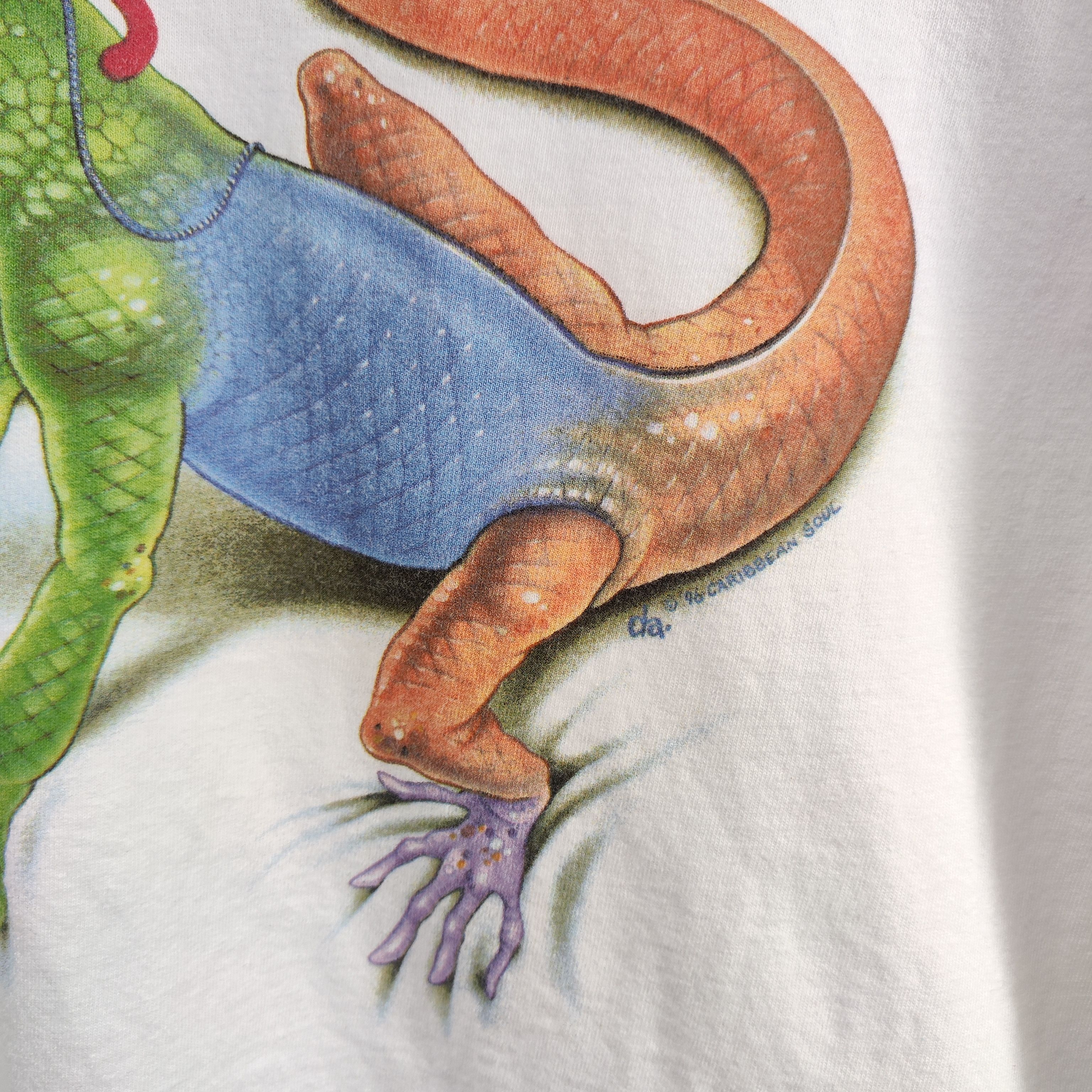 Caribbean Caribbean soul Vintage Humor t shirt Iguana white Large Size US L / EU 52-54 / 3 - 3 Thumbnail