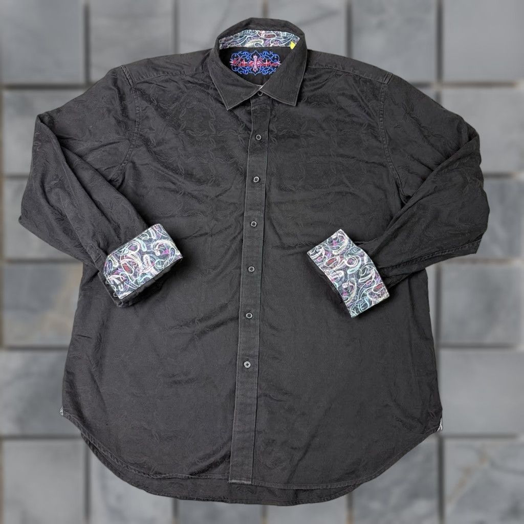 Robert Graham Robert Graham Shirt Adult 2XL Black Salisbury Tonal-Jacquard Sport Casual Cuff Western Button-Up Collared Long Sleeve Size US XXL / EU 58 / 5 - 1 Thumbnail