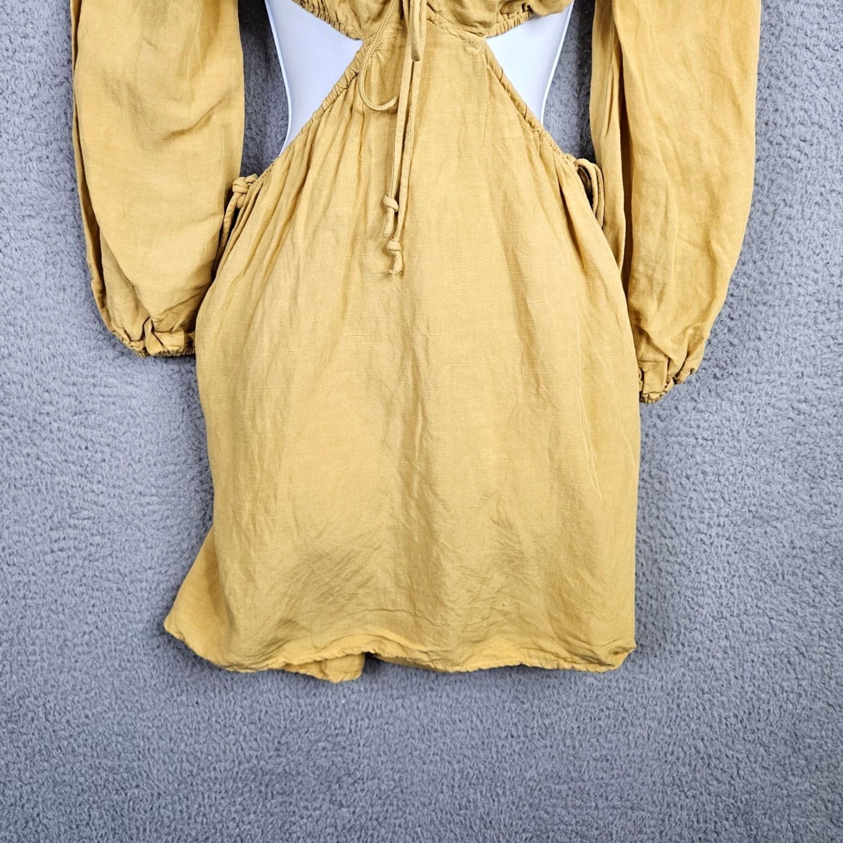 Vintage 12 TH Tribe Women's Midi A-Line Dress V-Neck Long Sleeve Sz S Mustard Yellow Size S / US 4 / IT 40 - 3 Thumbnail