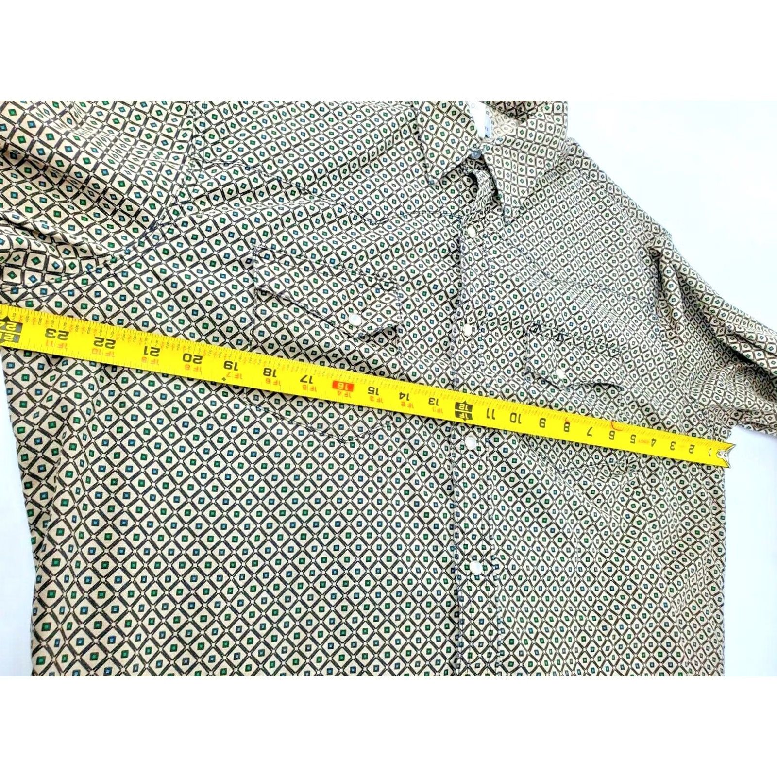 Wrangler VINTAGE Wrangler Wrancher Long Sleeve Western Shirt Men XL Geometric Green Brown Size US XL / EU 56 / 4 - 6 Thumbnail