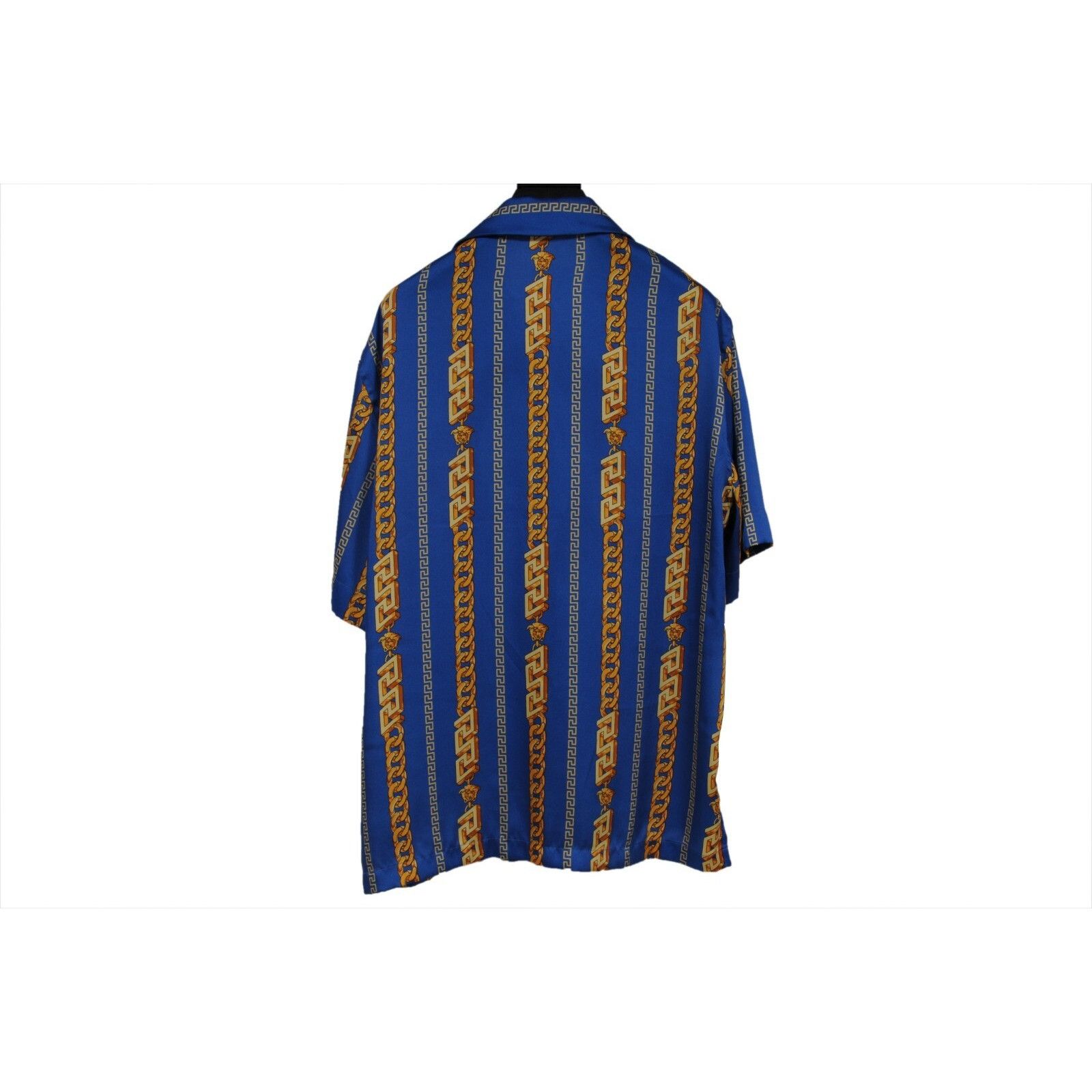 Versace Chain Link Bowling Shirt IT 48 Blue Gold Size US M / EU 48-50 / 2 - 2 Thumbnail
