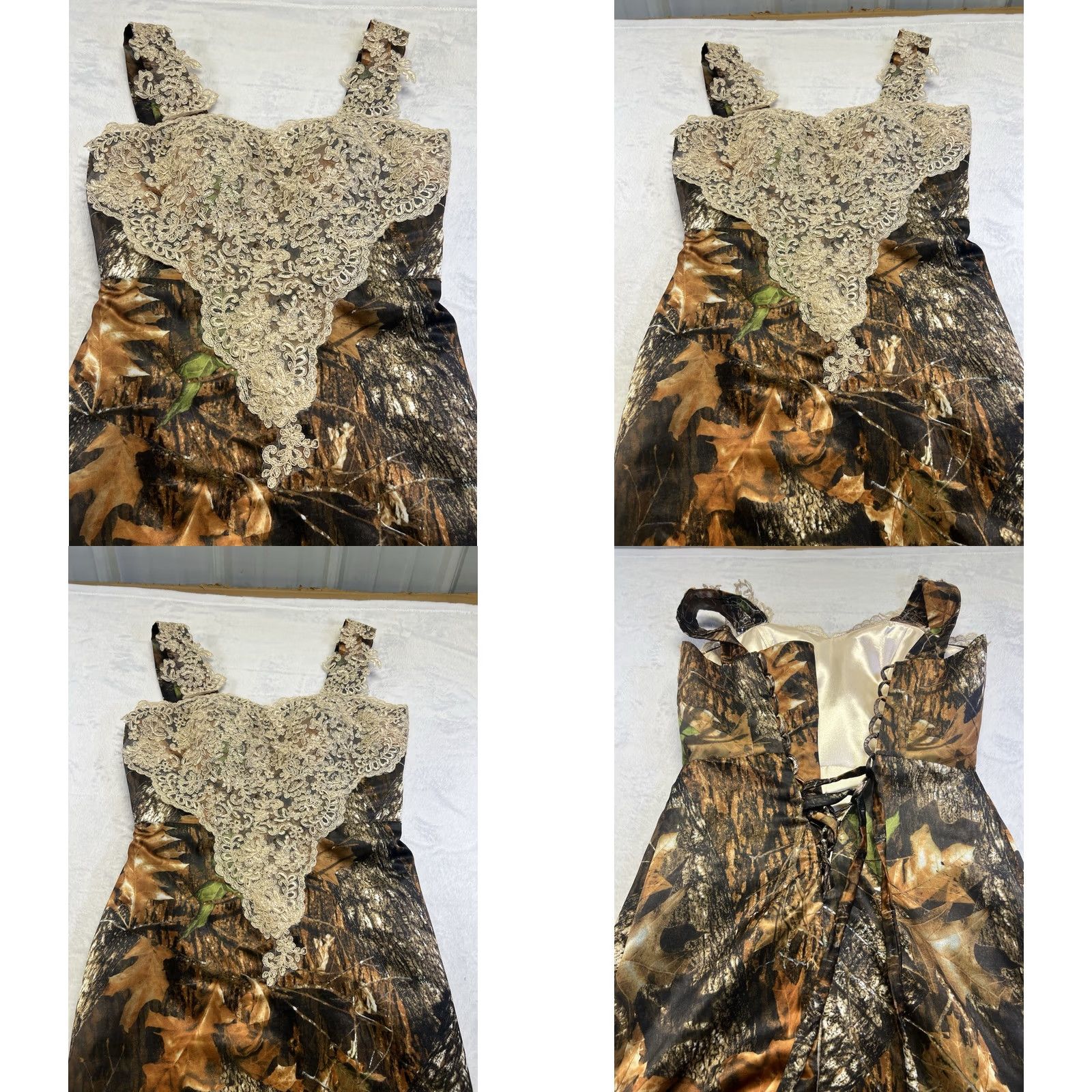 Vintage VINTAGE Camouflage Corset Dress Womens XS/S Lace Satin Prom Country Wedding Fit Flare Size XS / US 0-2 / IT 36-38 - 9 Thumbnail