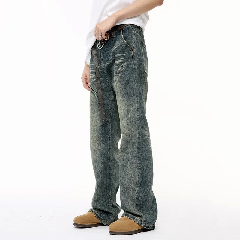 Seamless Pockets Vintage Worn-out Wash Jeans