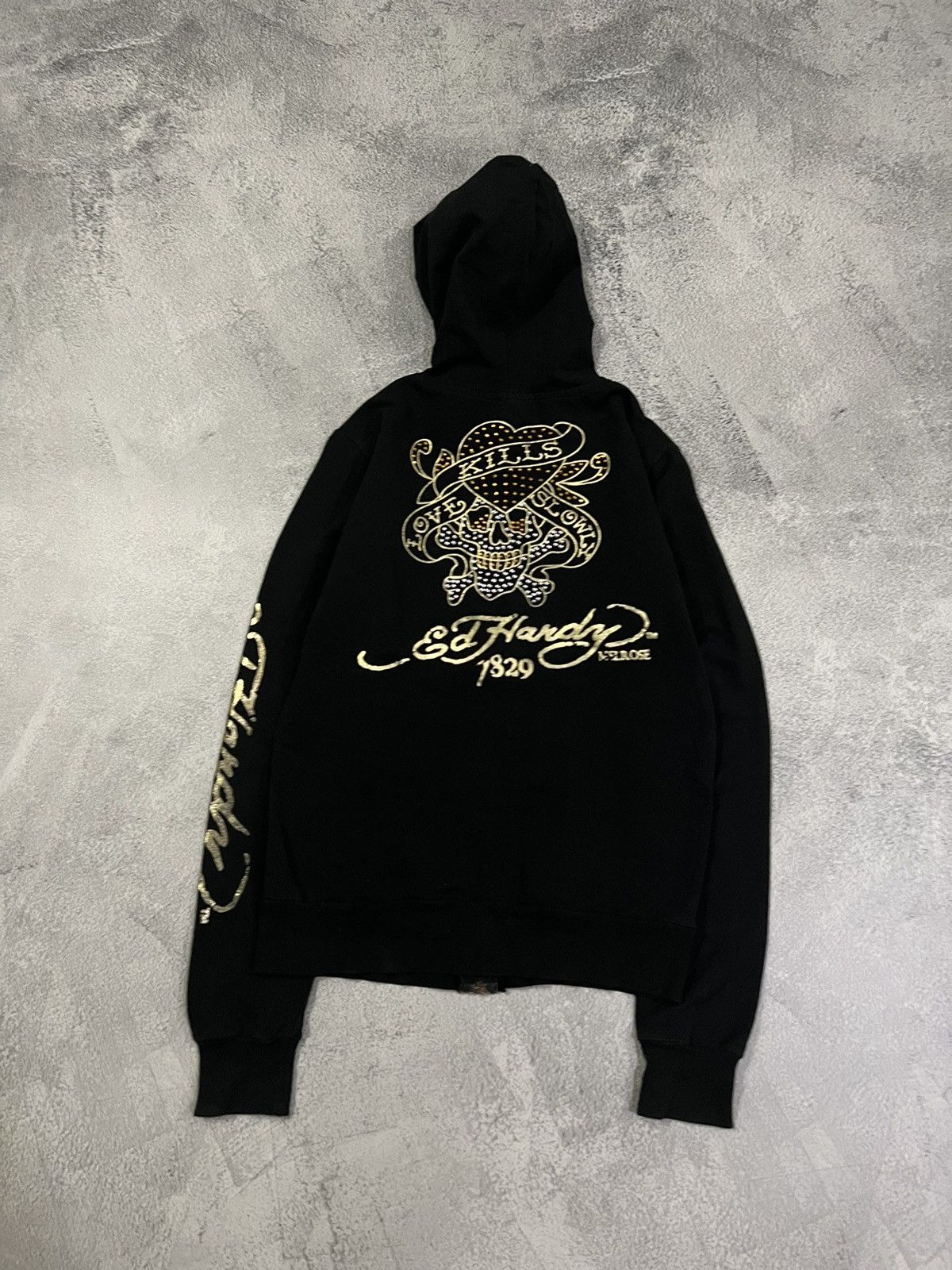 Ed Hardy Vintage Y2k Ed Hardy Love Kills Slowly ☠️❤️‍🩹 Zip Hoodie 00’s Size M / US 6-8 / IT 42-44 - 9 Thumbnail