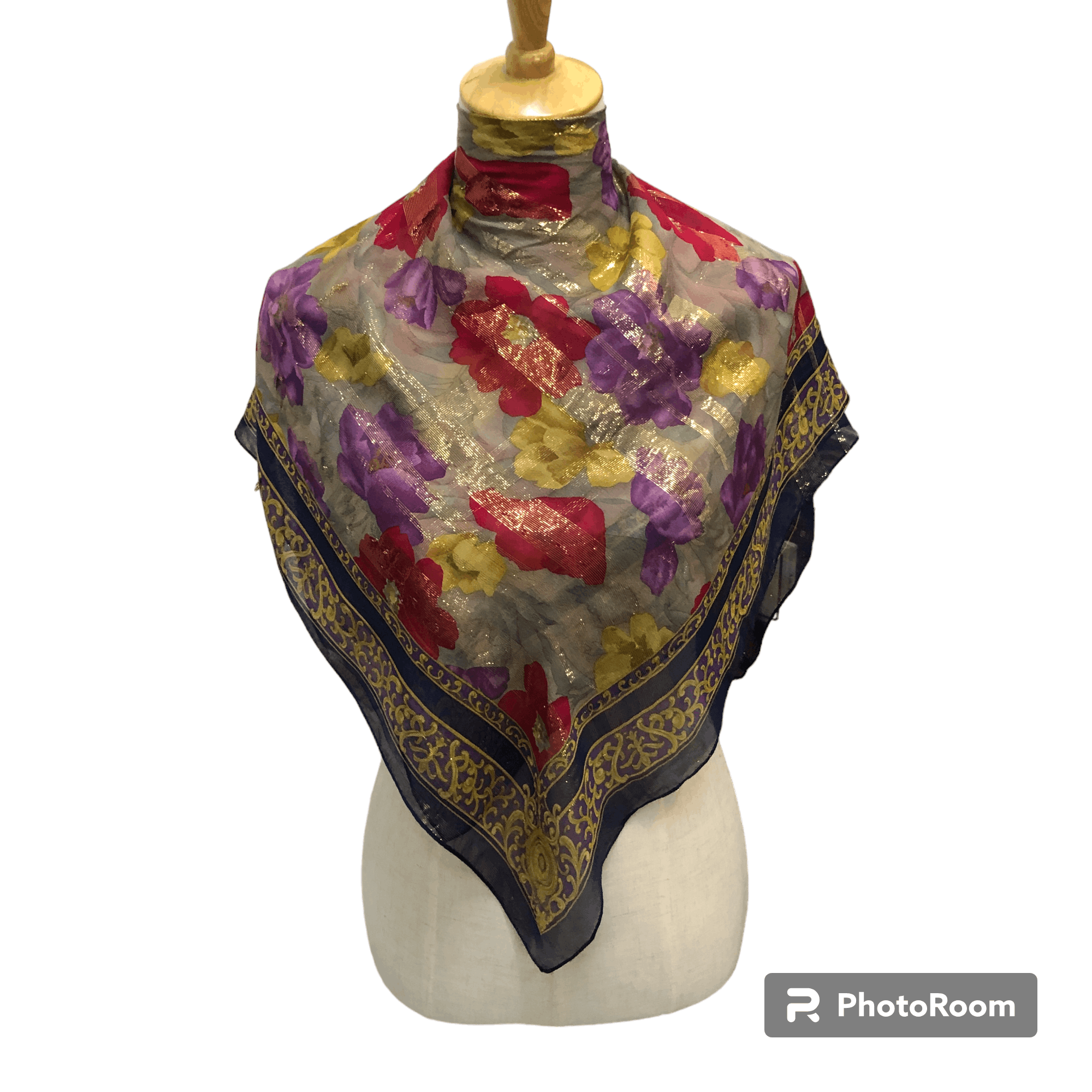 Vintage Vintage Luxury Paisley Hand Rolled Silk Scarf M1297 Size ONE SIZE - 1 Thumbnail