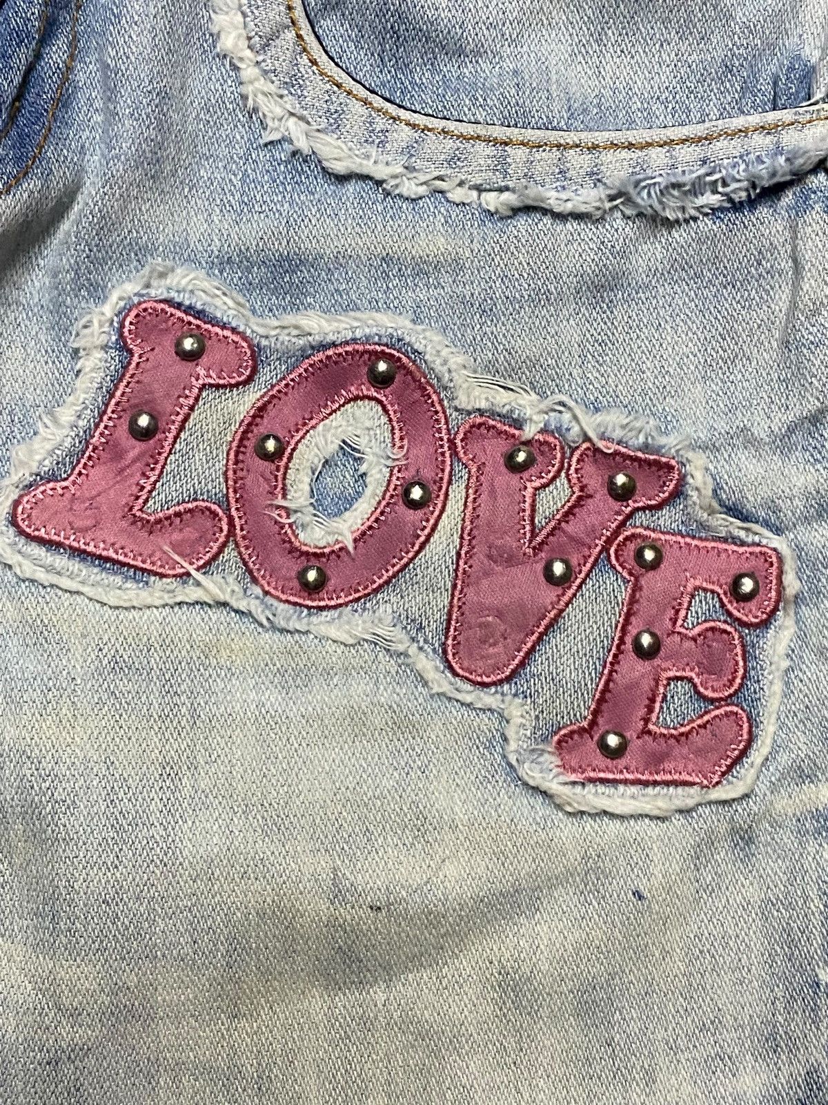 Vintage Love Latte Light Wash Embroidered Cross Slim Jeans