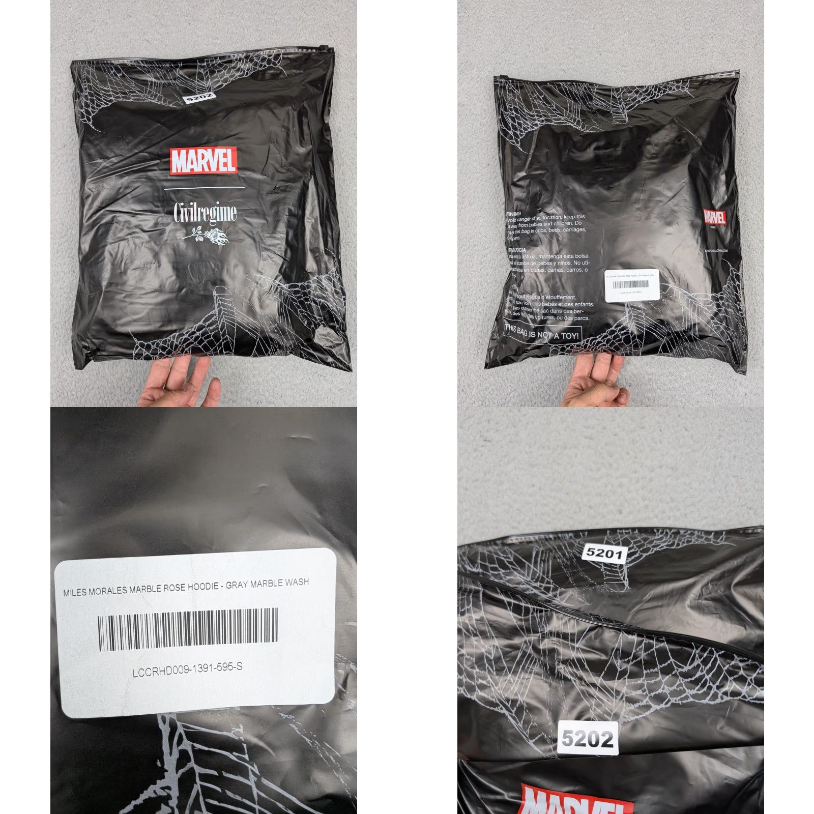 Vintage Civil Regime Marvel Miles Morales Marble Rose Hoodie Mens S Gray Size US S / EU 44-46 / 1 - 10 Thumbnail