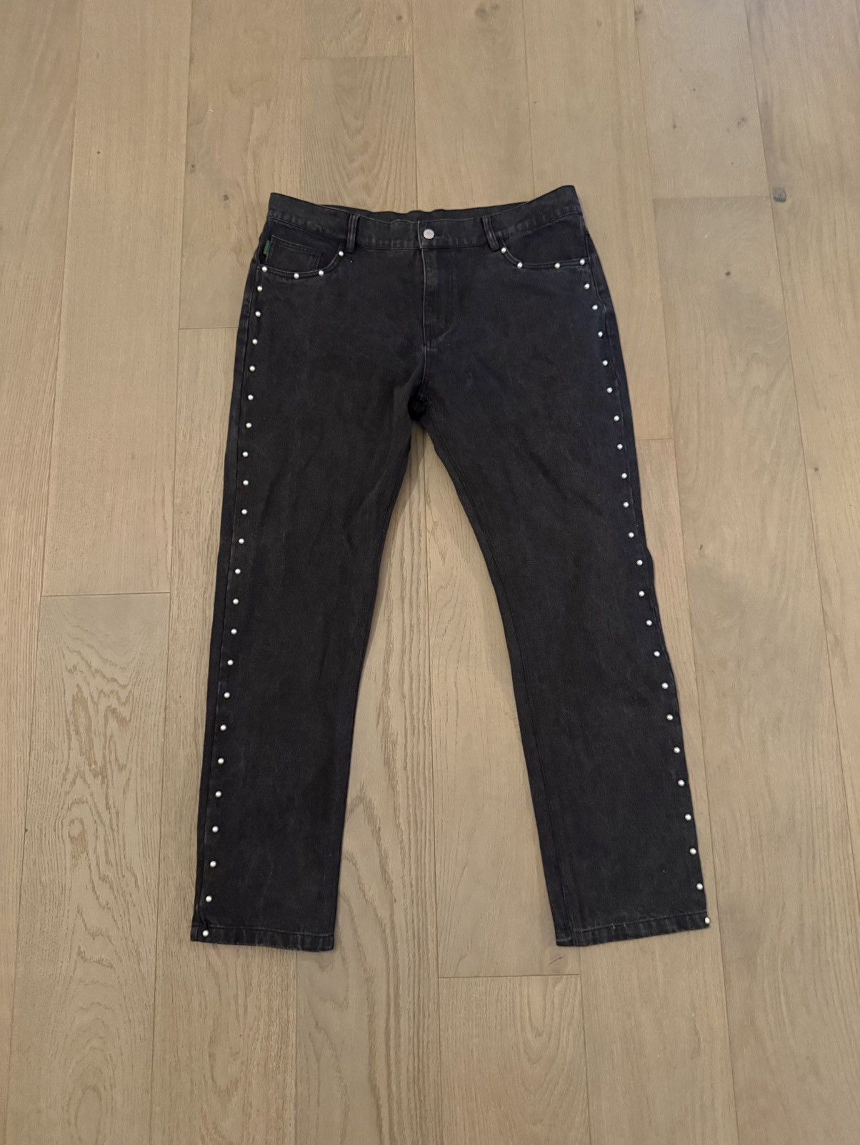 Pleasures PLEASURES Now Studded Black Denim Jeans – Size 38 Size US 38 / EU 54 - 1 Thumbnail