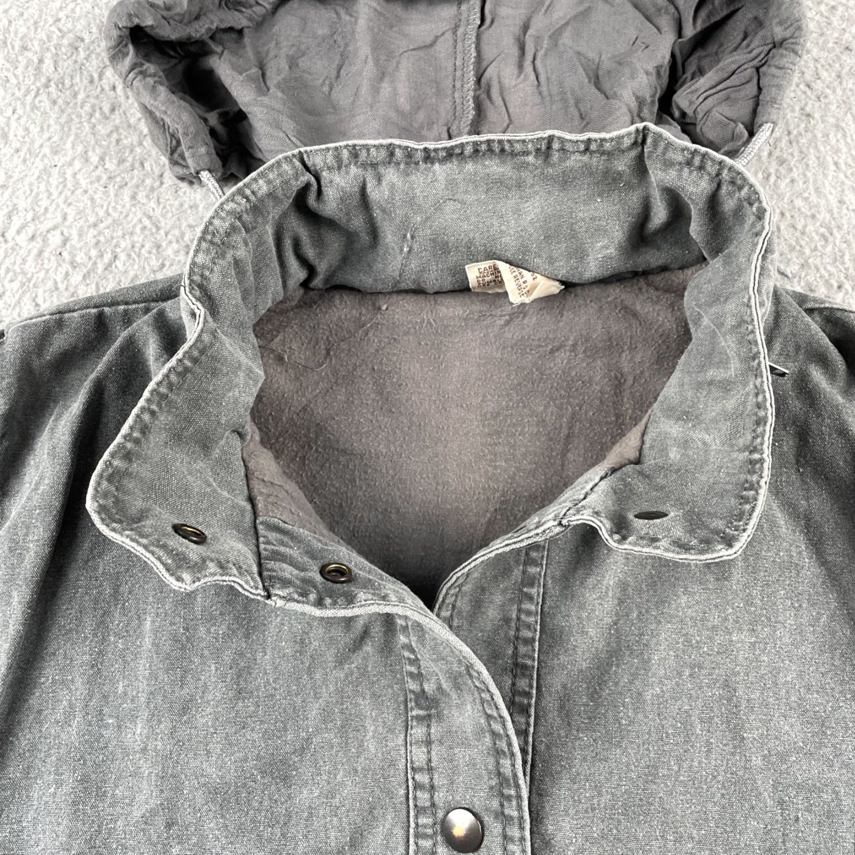 Denime VINTAGE Small Sweater Vest With Hideaway Hood Denim Shell Polyester Lined Gray Vest Mens S Gray 80s 90s Art Rock Outfit Clothing Size US S / EU 44-46 / 1 - 3 Thumbnail