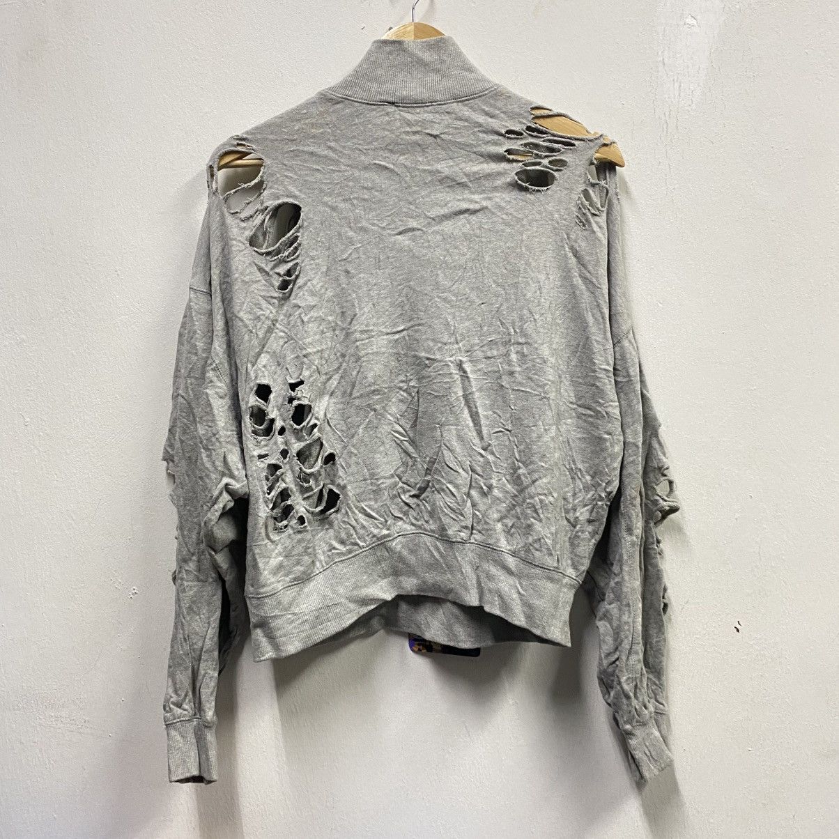 Diesel DIESEL Grey Distressed High-Neck Sweatshirt (Size XS) Size US XS / EU 42 / 0 - 2 Thumbnail