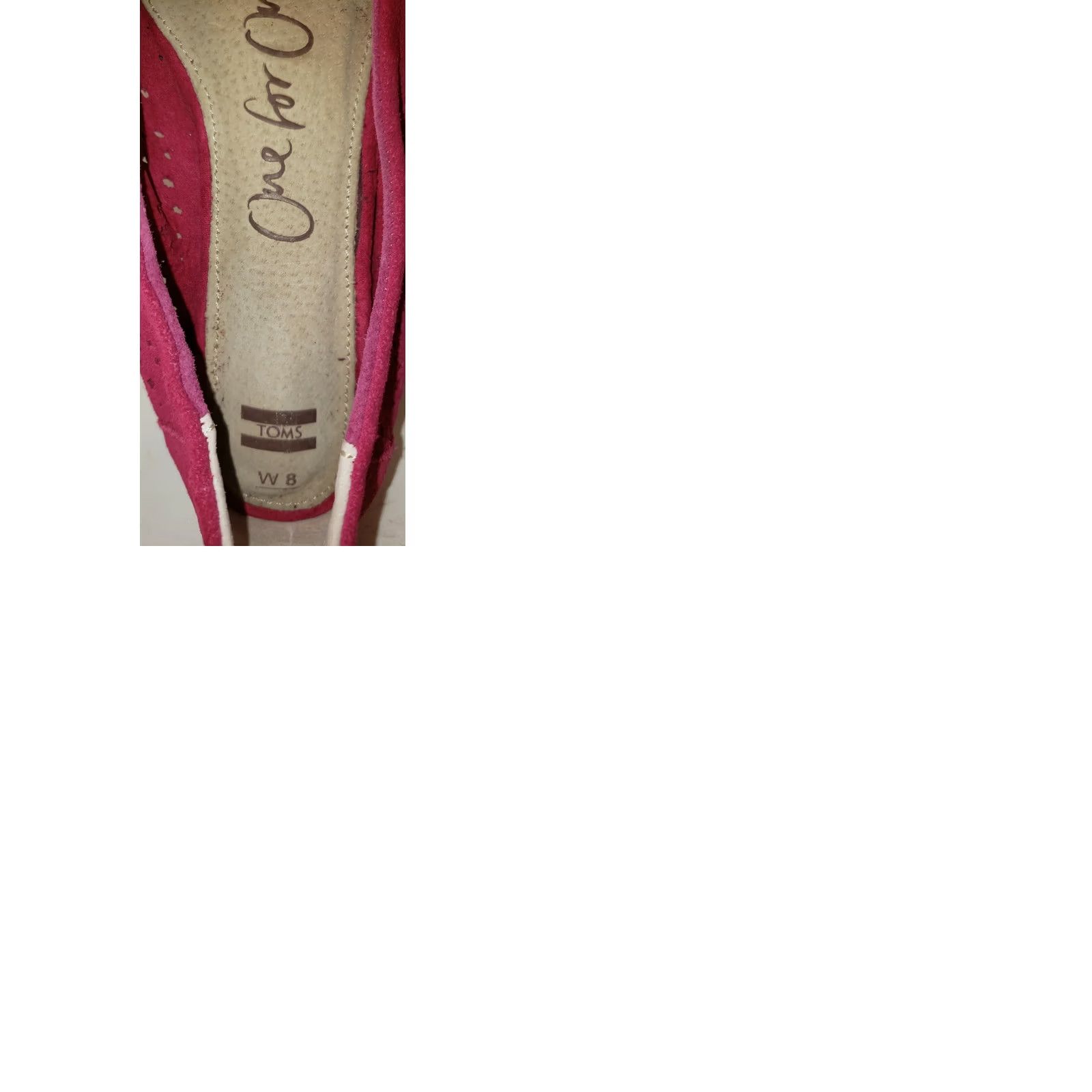 Vintage TOM'S Women's Flat US 8 M Suede Perforated Hot Pink Square Toe Slip-On Classic Perforated Flats Women’s")) Size US 8 / IT 38 - 9 Thumbnail